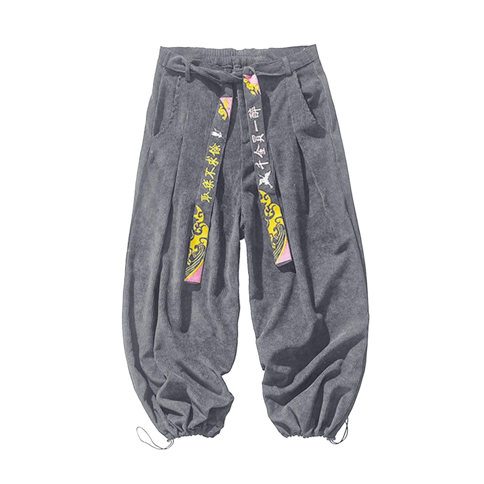 Herren Cordhose Männer Hosen Bedruckte Freizeithose Wanderhose Hip Hop Sommerhose breite Bein Haremshosen Sweatpants traditionellen Stil Trainingshosen mit Taschen Streetwear für Outdoor