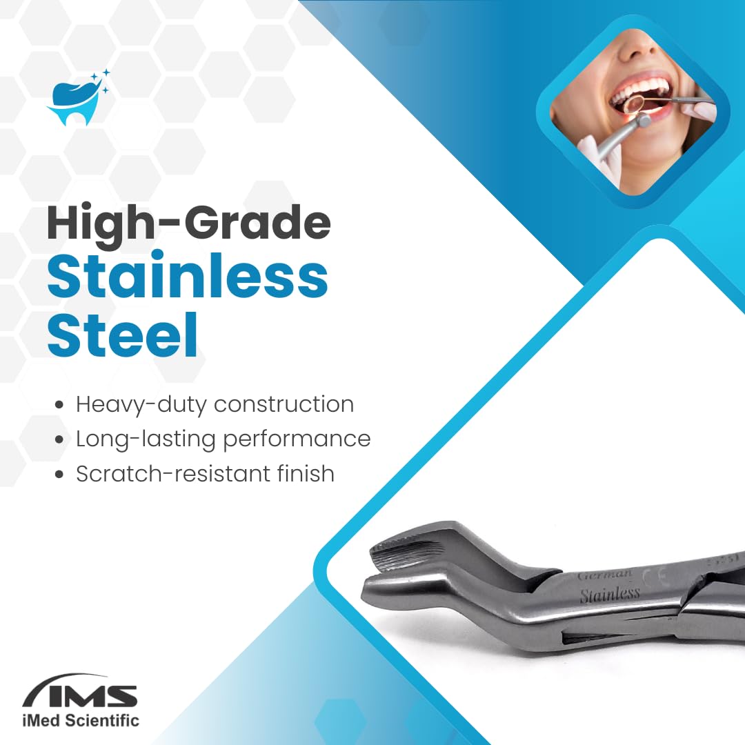 IMEDS Dental Extracting Forceps #53L with Serrated Beaks Upper Left Molar Tooth Extraction German Stainless Steel Tools Comes in Gold Handle