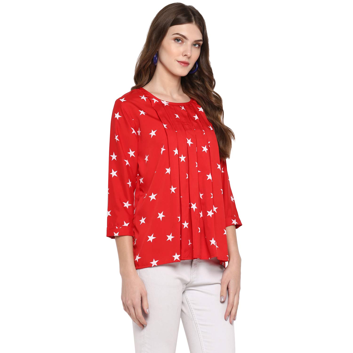 Indietoga Women's Red Star Crepe Tops (X-Large) 4