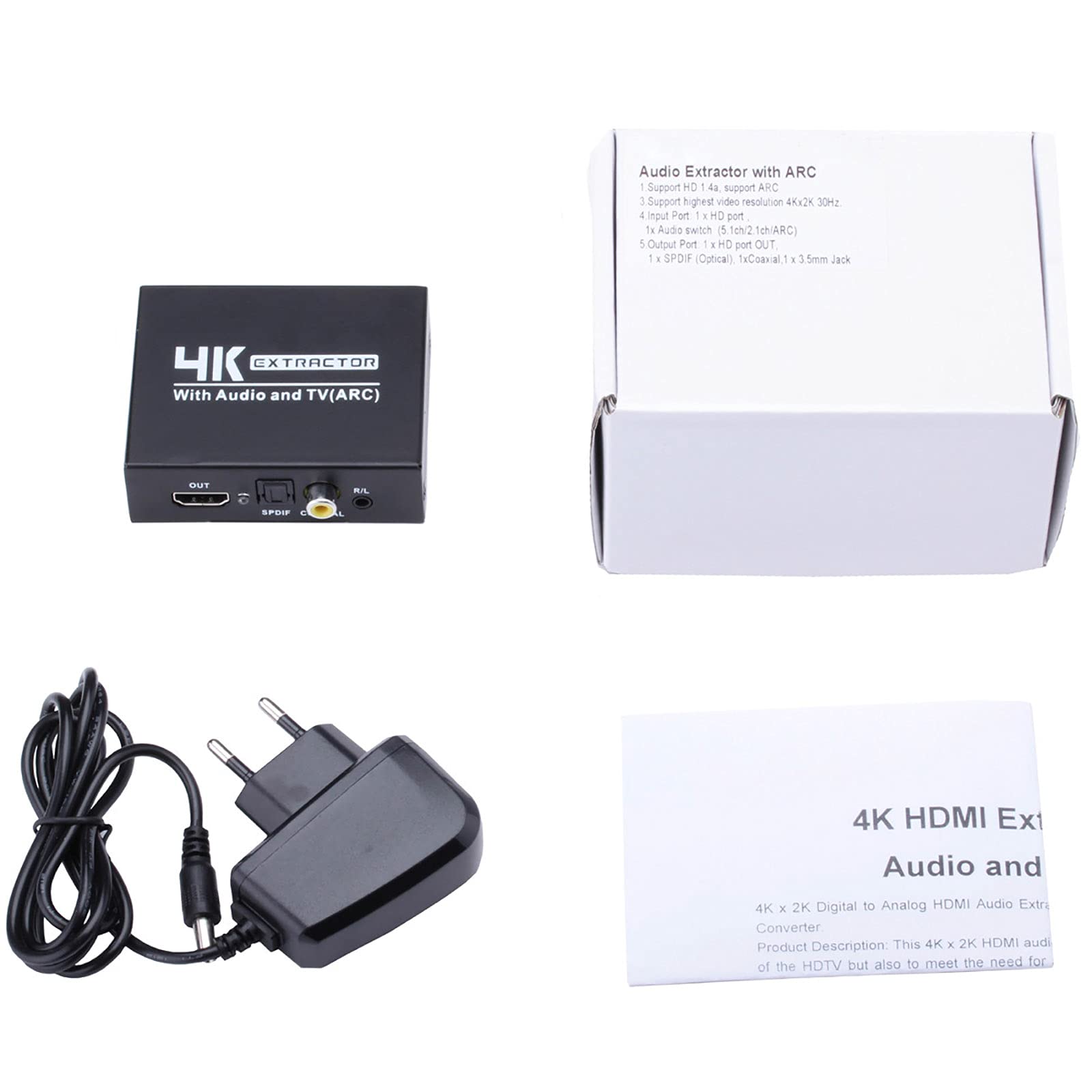 RSGK Decodificador De Audio, HDMI a HDMI + Divisor De Audio Óptico R/L, Decodificador DTS De Salida 5.1 Divisor De Audio HDMI