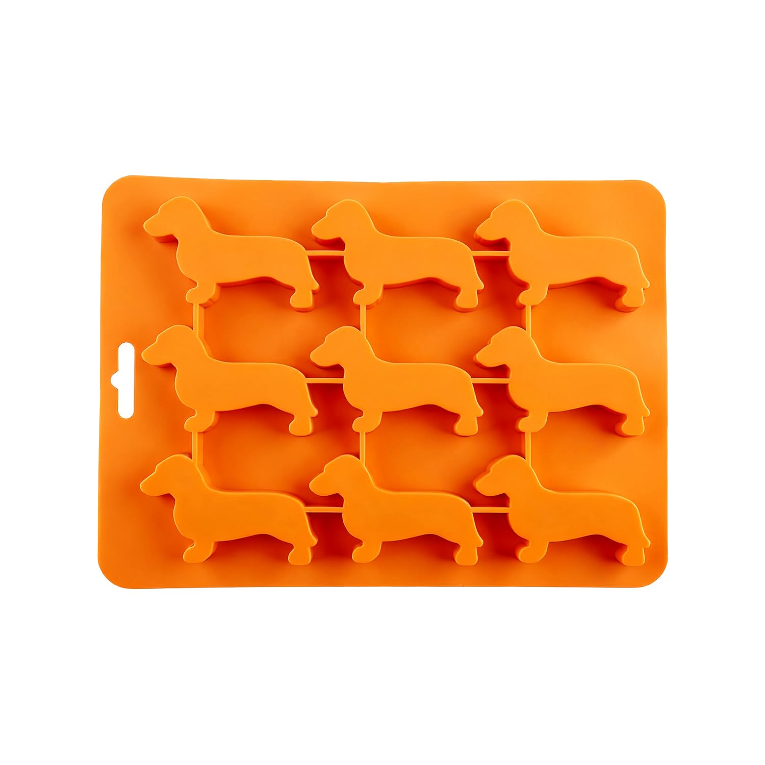 Wellrun Reusable Silicone Dachshund Ice Cube Tray,Flexible Sausage Dog Mould for Ice Chocolate Jelly,Non-Stick Dog Shape Maker(Orange)