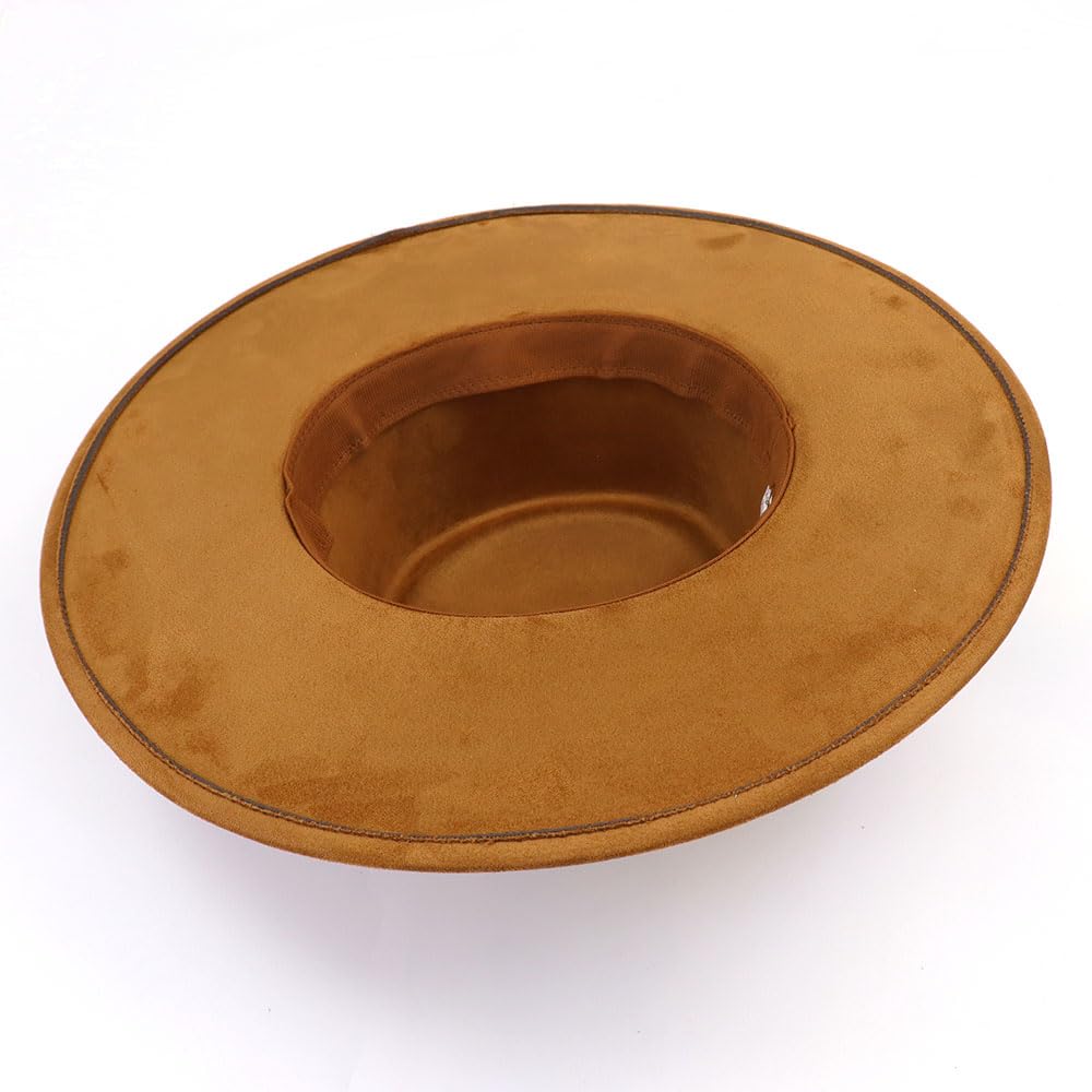 LIDHAY Cappelli Fedora a tesa larga per donne e uomini, grande camoscio Panama Rancher Cappello Pork Pie Jazz Hat
