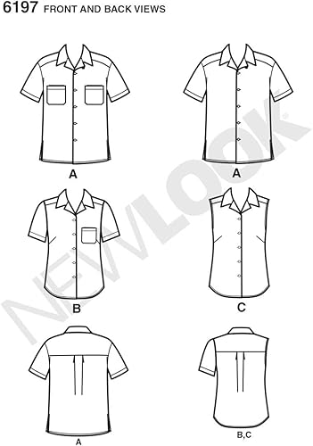 Miniatura 3 de Simplicity U06197A New Look Easy to Sew - Kit de patrones de costura para camisa con botones para hombres y mujeres, código 6197, tallas XS-XL