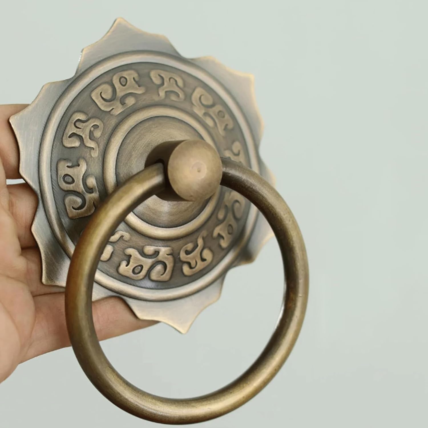 Wooden Door Ancient Courtyard Retro Door Knocker Chinese-Style Brass Antique Door Handle Pull Ring Hardware Accessories