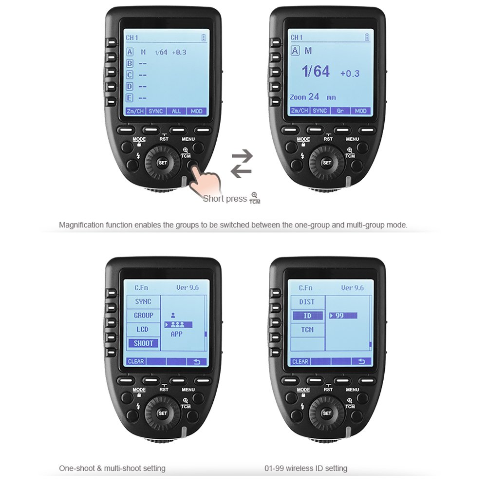 Godox Xpro-O TTL Wireless Flash Trigger，2.4G 1/8000s HSS TTL Convert-Manual TCM Function Large LCD Screen Flash Transmitter for Olympus Panasonic Cameras