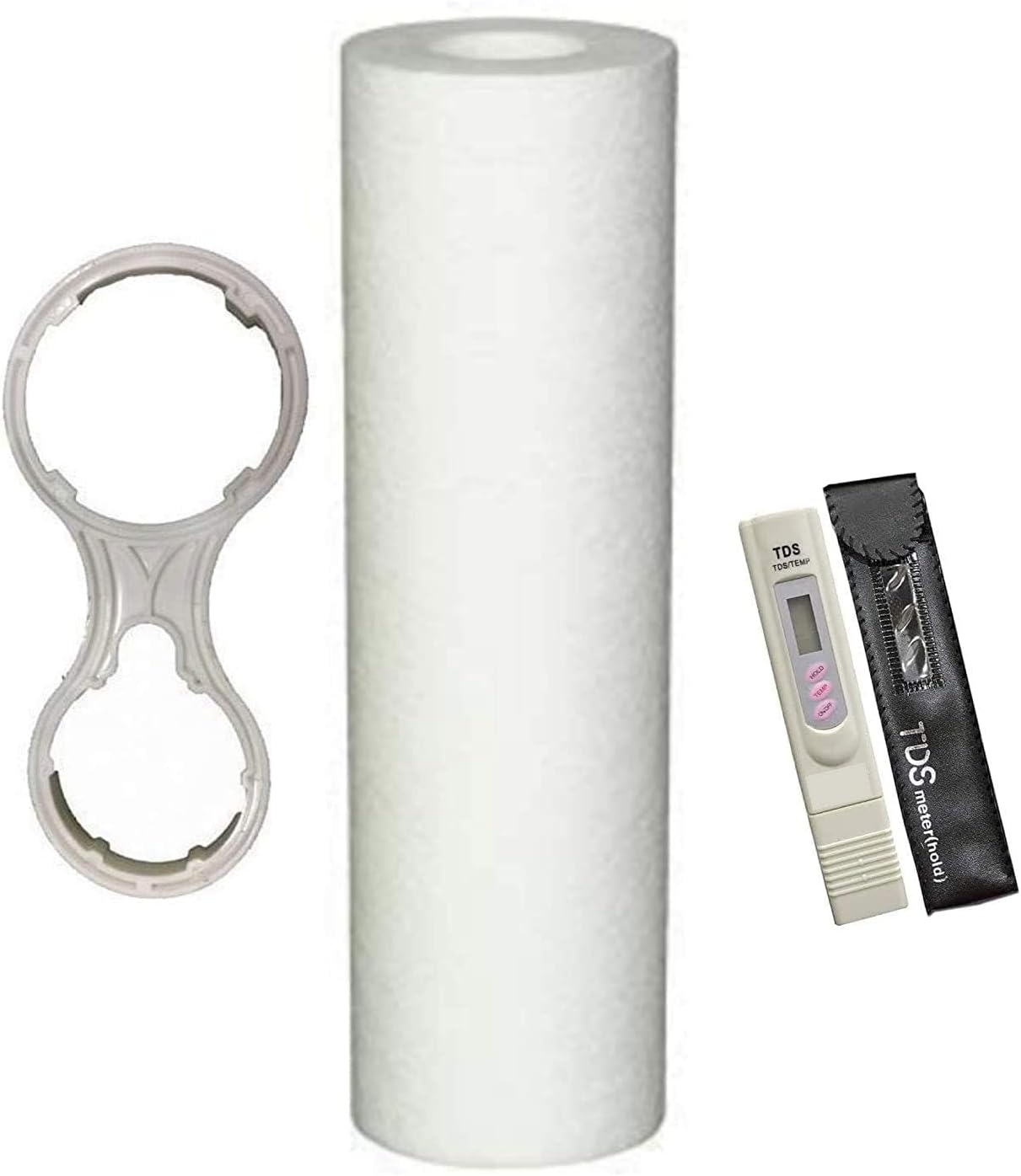 SAHAJ SALES10 Polypropylene (PP) Spun Filter Candle Suitable for All Types of Domestic Water Purifiers (Size: 10" x 2.5") with 1 Pc. 10" 2in1 Multi Wrench Spanner Key & 1 Pc. TDS Meter
