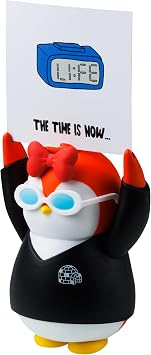 Pudgy Penguins NFT Positive Penguin - Black Shirt - 5 Inch Premium Molded Figurine Toy Holds Cards with 8 Inspirational Affirmation Messages - Perfect for Your Desk, Table or Night Stand
