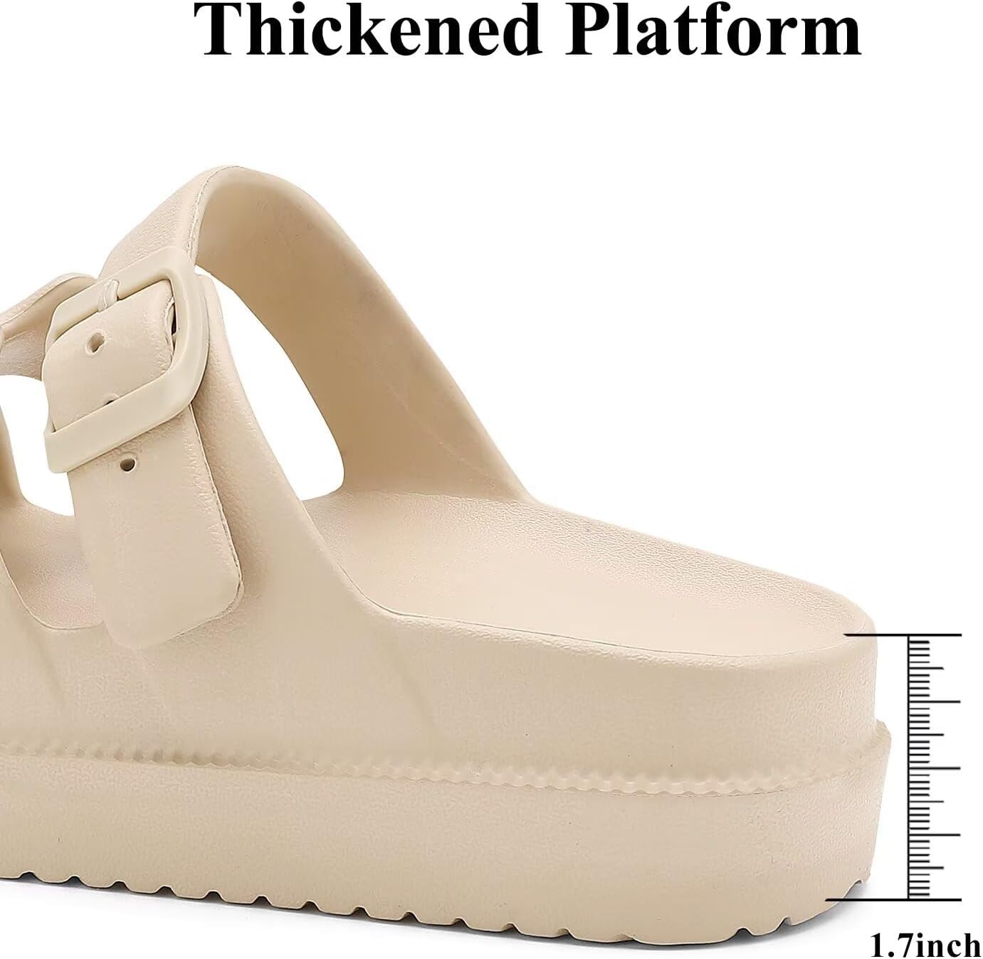 Haifago Womens Platform Sandals with Arch Support, Summer Beach Slides Adjustable Buckle Women H-Strap Chunky Sandal Comfort Lightweight - Image 5