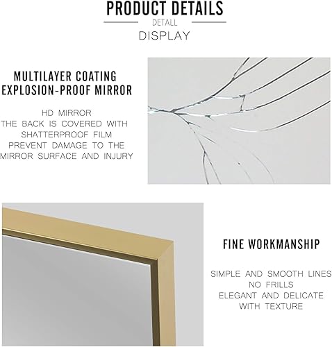 Miniatura 7 de Elevens Espejo de pie de longitud completa de 65 x 22 pulgadas, grande, rectangular, espejo de pared para colgar o inclinarse contra la pared para