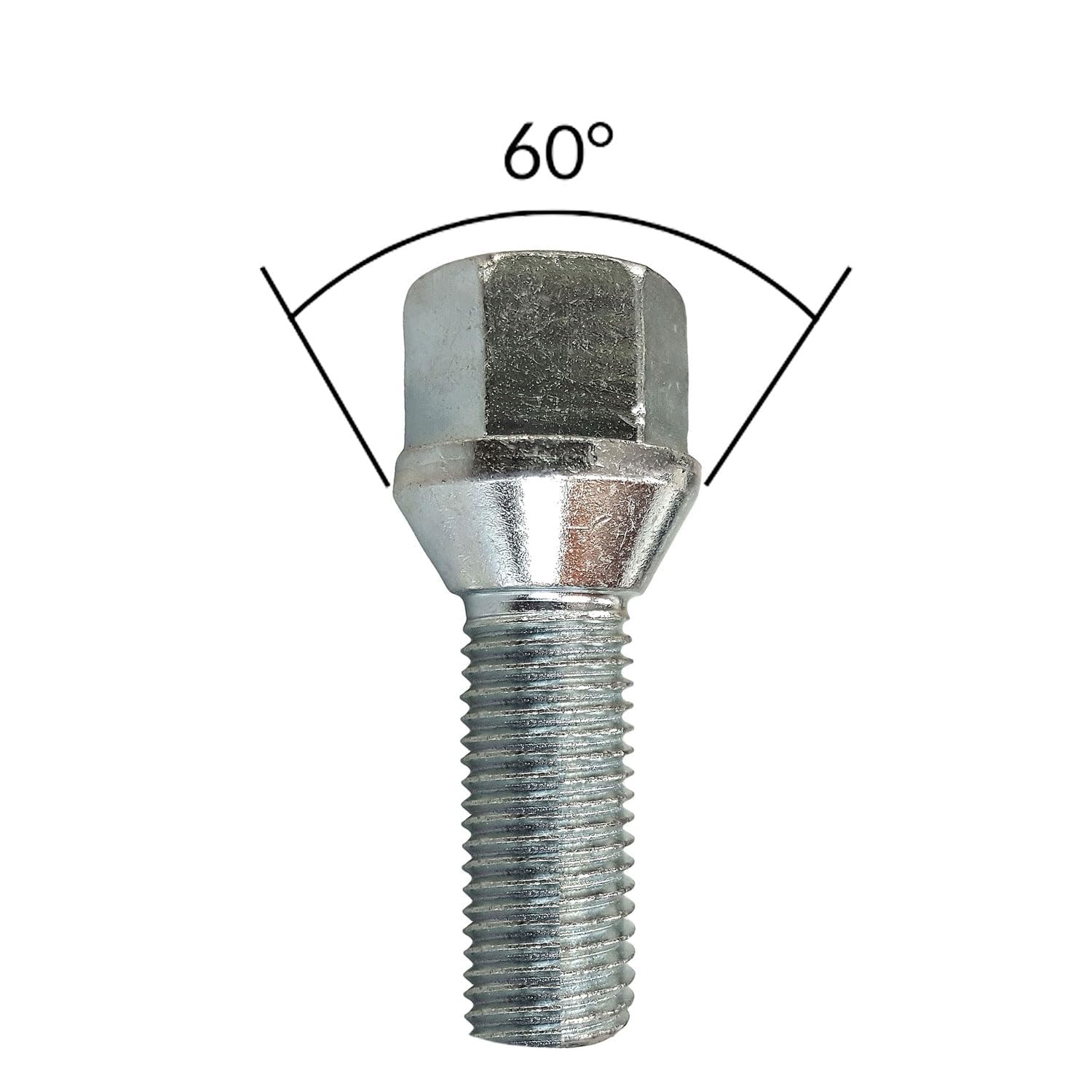 20 vis de roue boulon conique argent M14 x 1,5 38 mm