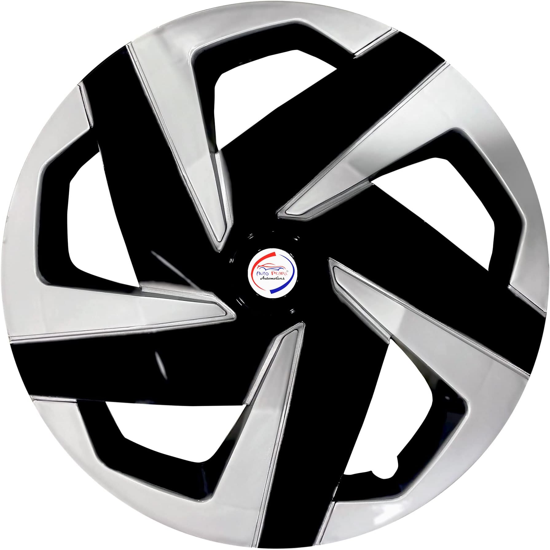 Auto Pearl - 16" inch | Set of 4 Pcs | Press Type Hubcap Wheel Cover Replacements for OEM Steel Wheels Polypropylene with Retention Ring | Compatible with Brezza 2022 Onwards| Color: Black Silver