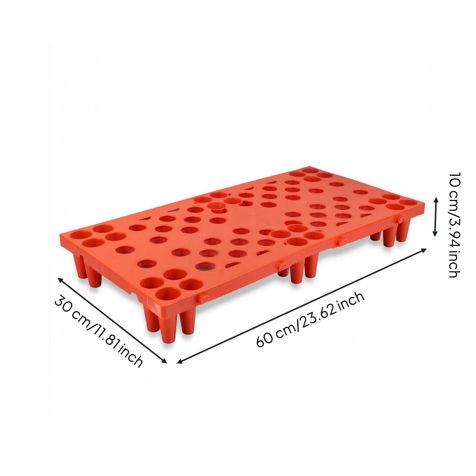 predolo Paleta Plástico con Rejilla Industrial Paleta Encastrable HDPE Perforado Paletas para Almacenistas, Rojo, 60x30x10cm