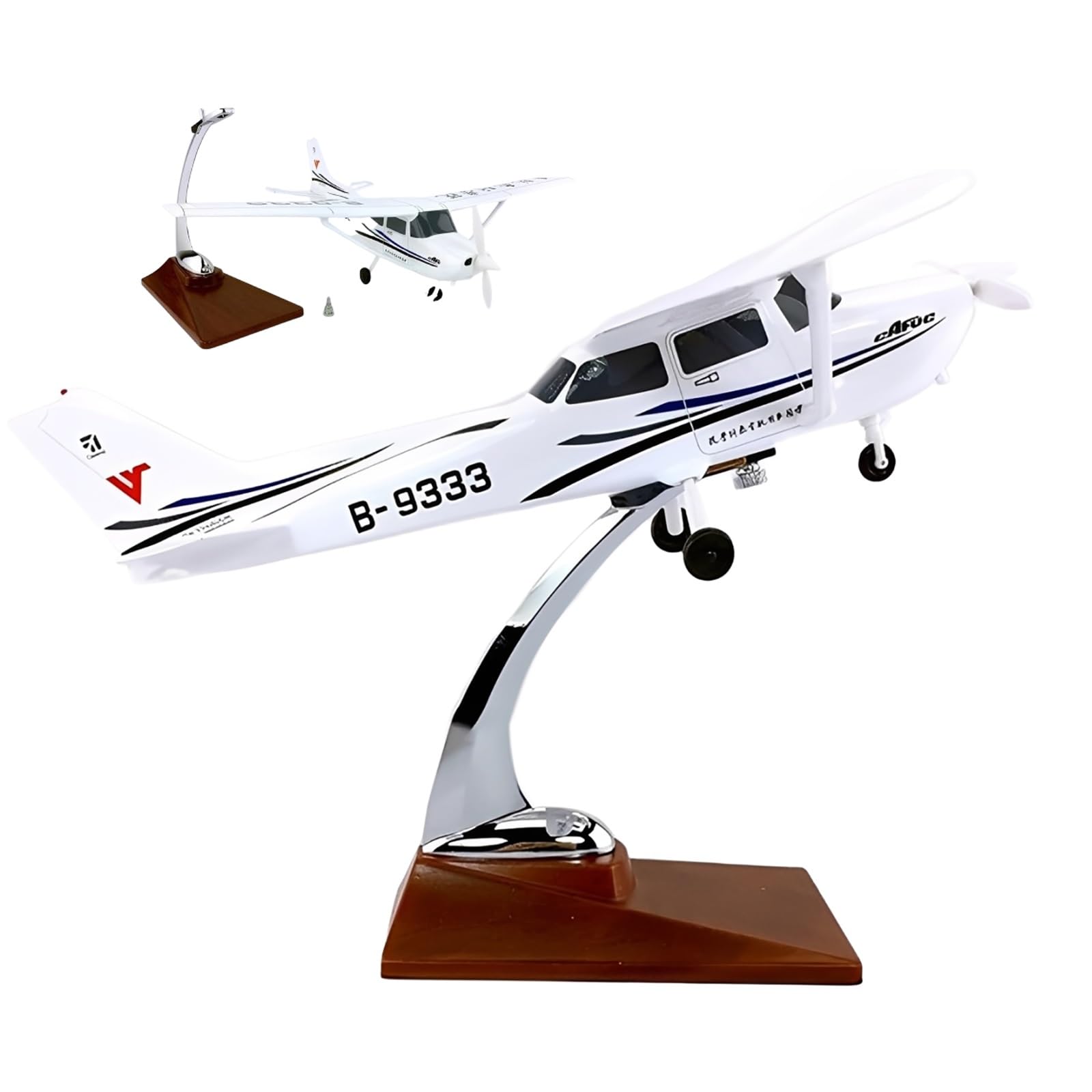 Modello aereo statico Cessna 172 in scala 1:30 lega resina con supporto espositivo staccabili ruote espositore tavolo collezione for adulti appassionati aviazione
