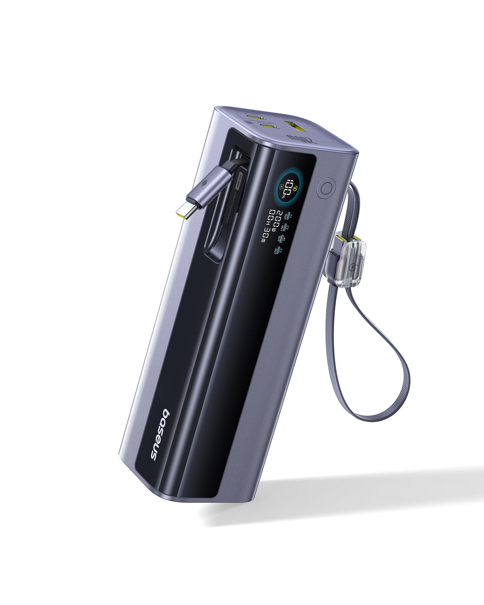 Baseus EnerGeek GR11 Powerbank 200W 25000mAh, PC Batteria Esterna con cavo USB-C Retrattile da 62 cm, Power Bank con Ricarica Rapida per MacBook Pro, Dell, HP, Samsung Galaxy S26/S25 Ultra, iPhone