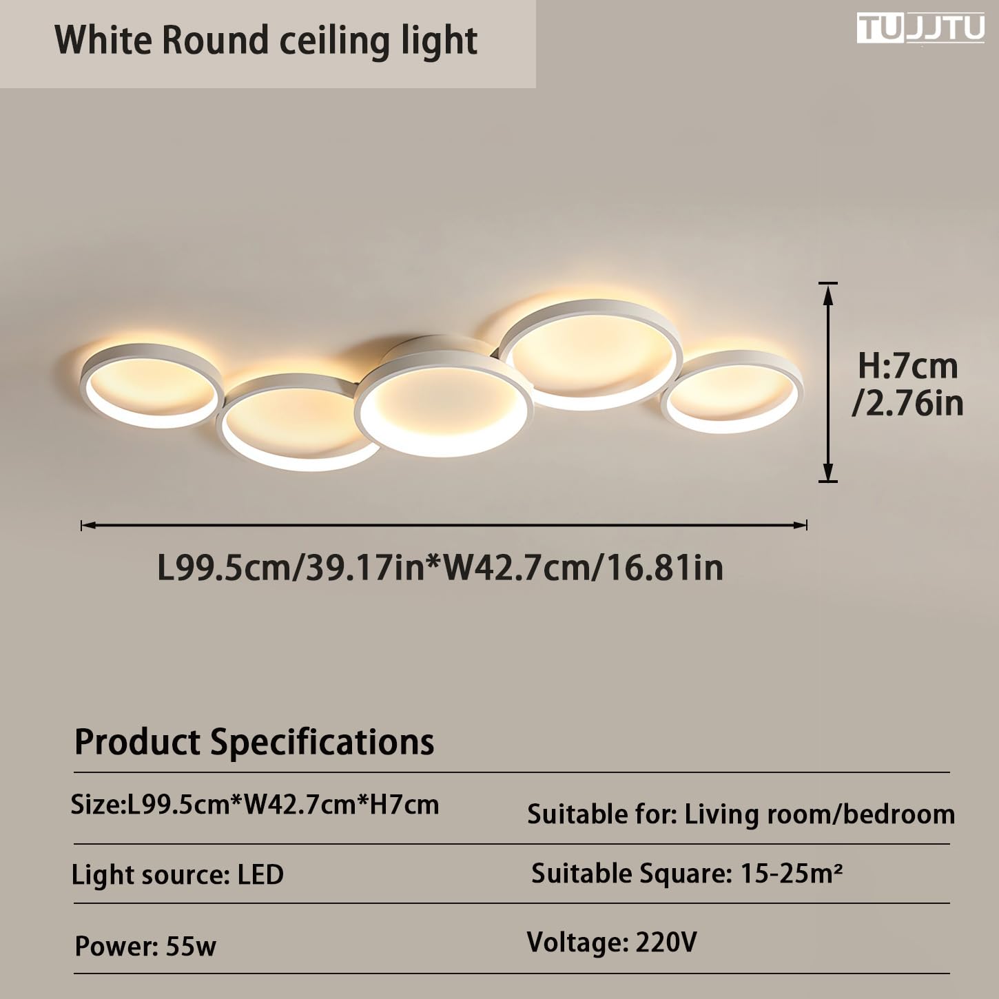 Lampa sufitowa LED Nowoczesna lampa do salonu Ściemnialne oświetlenie sufitowe Kreatywna okrągła lampa sufitowa z pilotem Aluminiowe oświetlenie do sypialni Biuro Pokój dziecięcy (Biały)