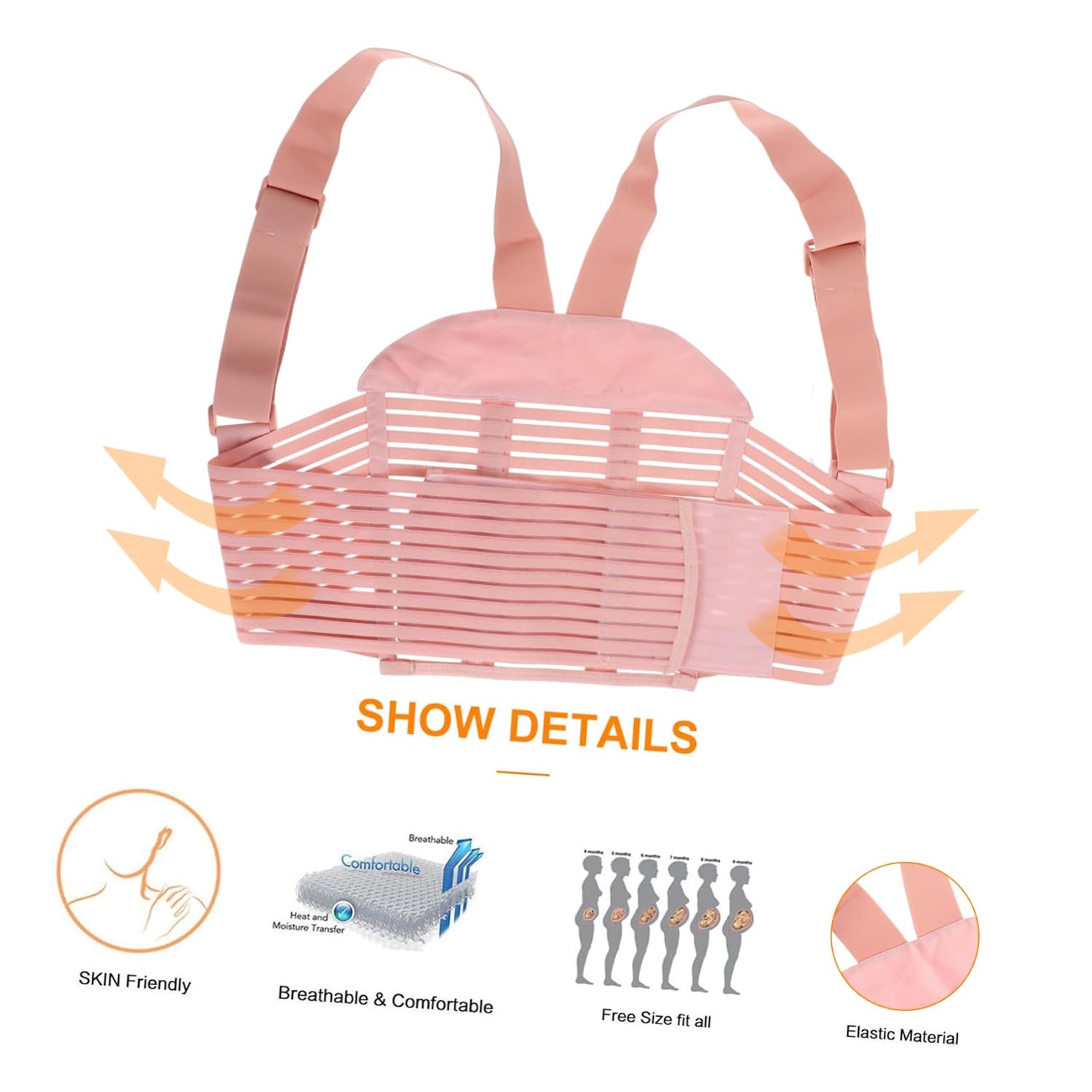 COLLBATH Elastic Pregnancy Belly Band Breathable Maternity Belt with Straps Support for Waist Abdomen and Back