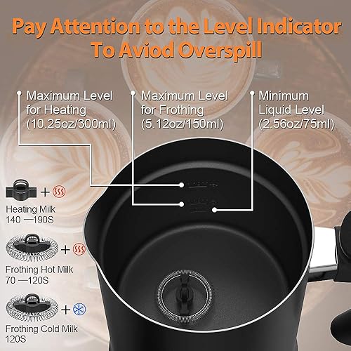 Miniatura 3 de Espumador de leche, espumador automático de leche con funcionalidad fría y caliente, vaporizador de leche eléctrico y calentador para latte,