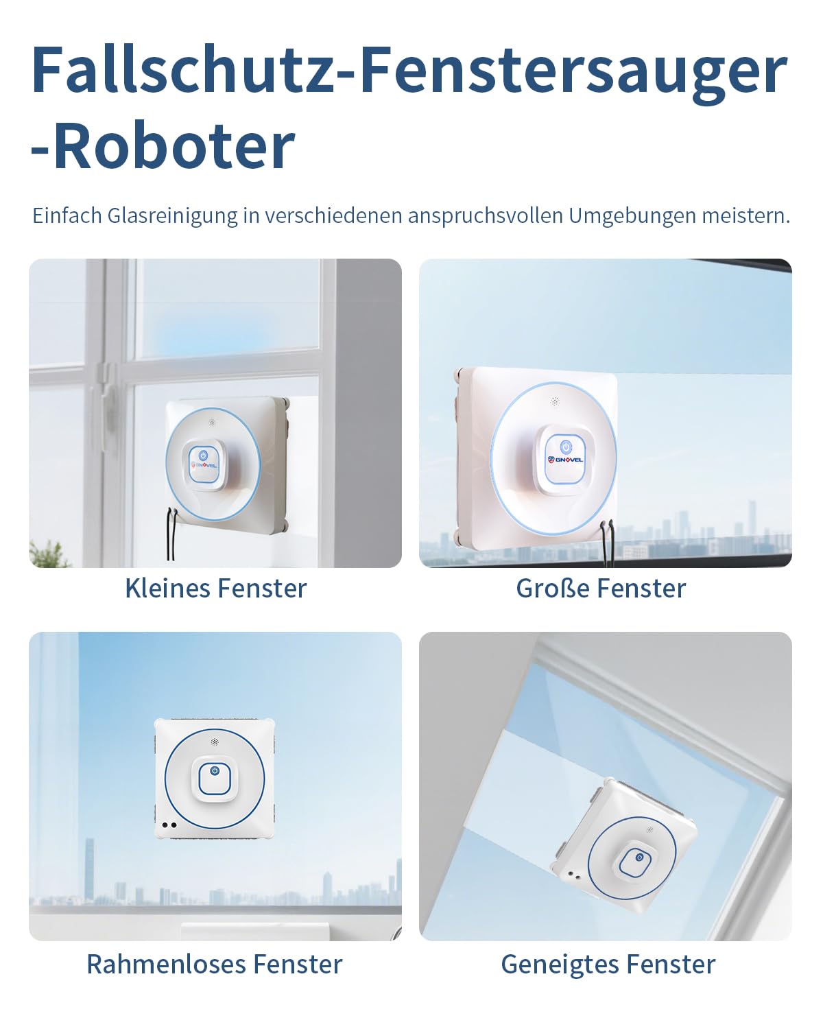 Fensterputzroboter mit 8000Pa Saugkraft, 15-fach Anti-Absturz-System, 4 Reinigungsmodi und Auto-Sprühtechnik - Ideal für Fenster, Spiegel und Glastüren