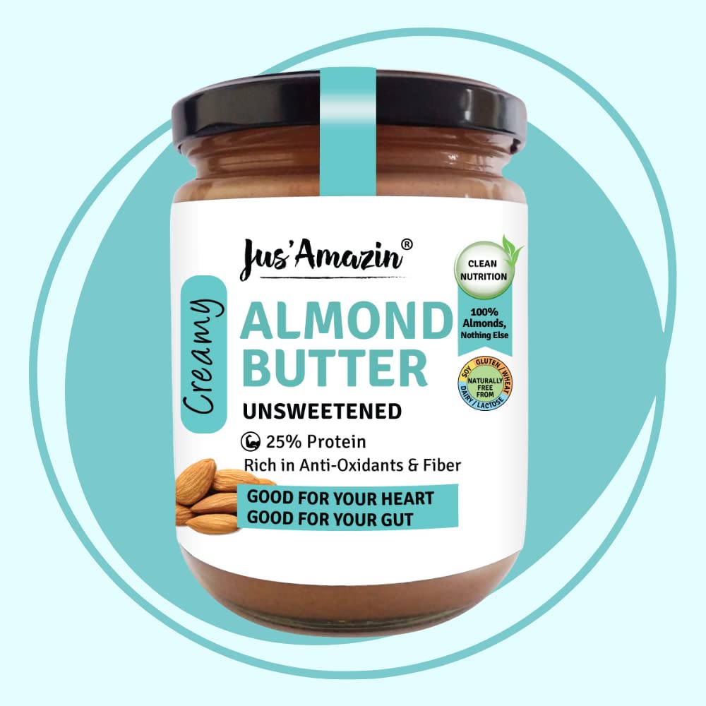 Buy Now Jus' Amazin Creamy Almond Butter - Unsweetened (500G) | 25% ...