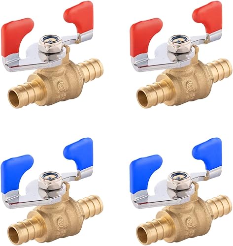 EFIELD - Válvula de bola de cierre de puerto completo Pex de 34 pulgadas con nivel de mariposa, paquete de 4 unidades, para calor y frío, (VALVE165)