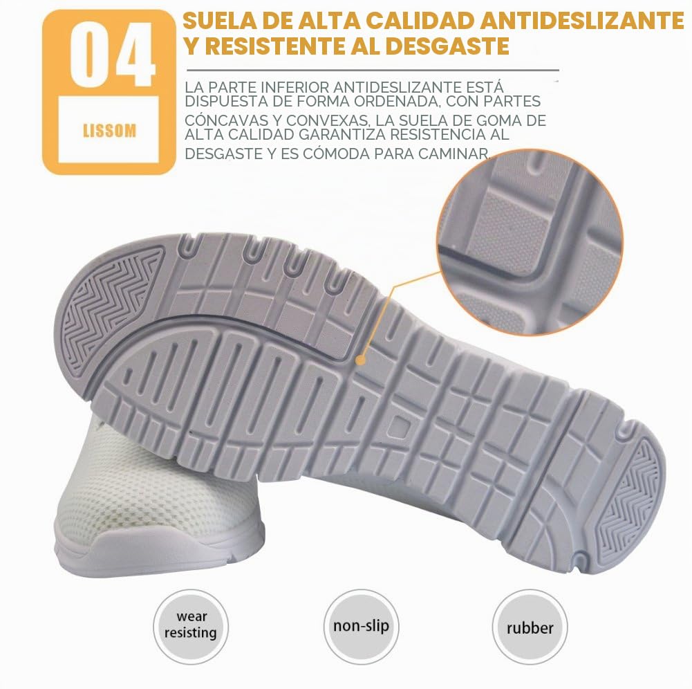 POLERO Nurse - Zapatillas de Mujer para Enfermera, Ligeras, para Correr, Caminar, Malla, Planas, para Tenis, para Mujer, Deportes, Apartamentos, 36-45 EU