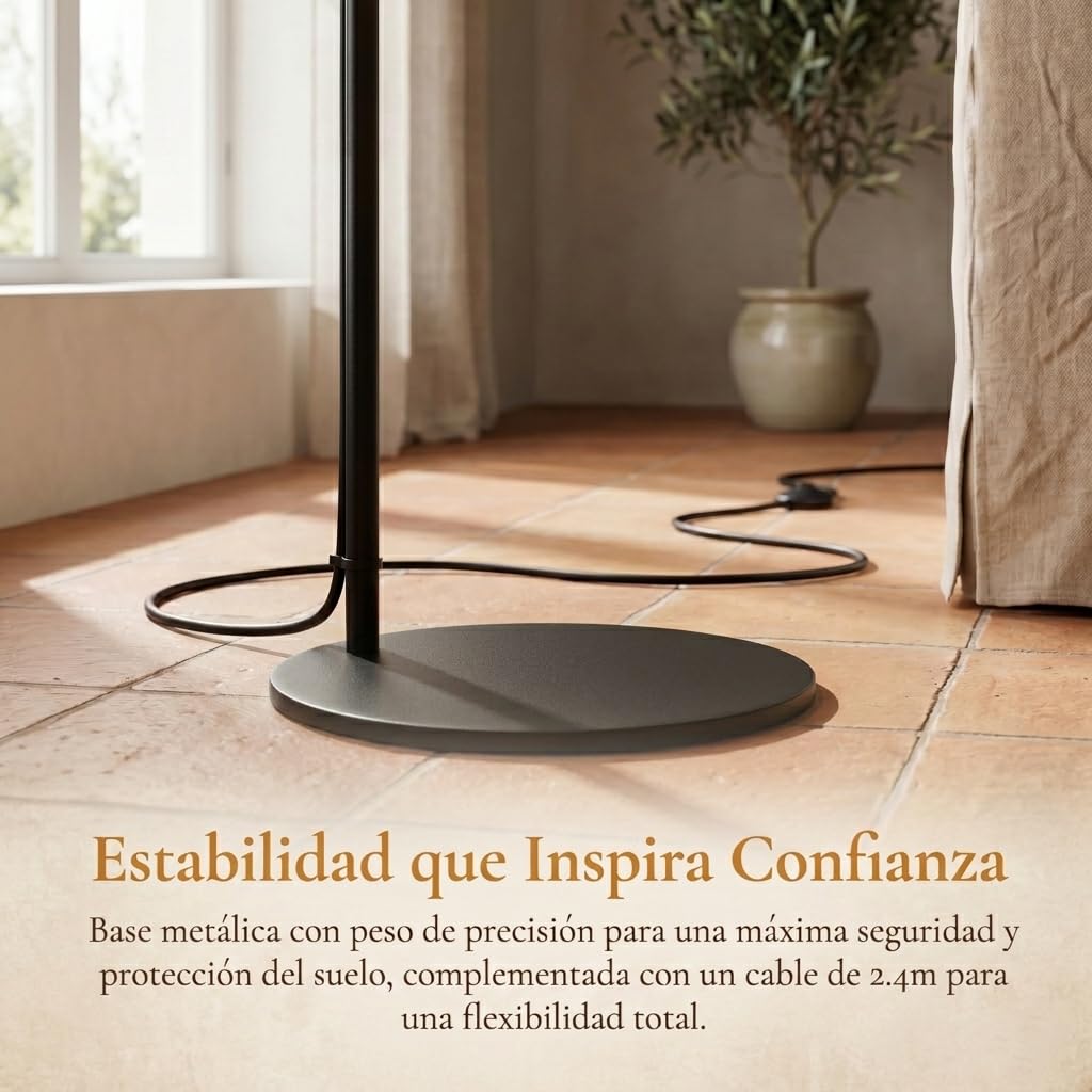 BARCELONA LED Lámpara De Pie Grande De Bambú Y Mimbre Estilo Natural Isla Boho Con Base Negra Metálica Pantalla Artesanal Lámpara Alta Decorativa Rústica Moderna E27 Para Interior Salón