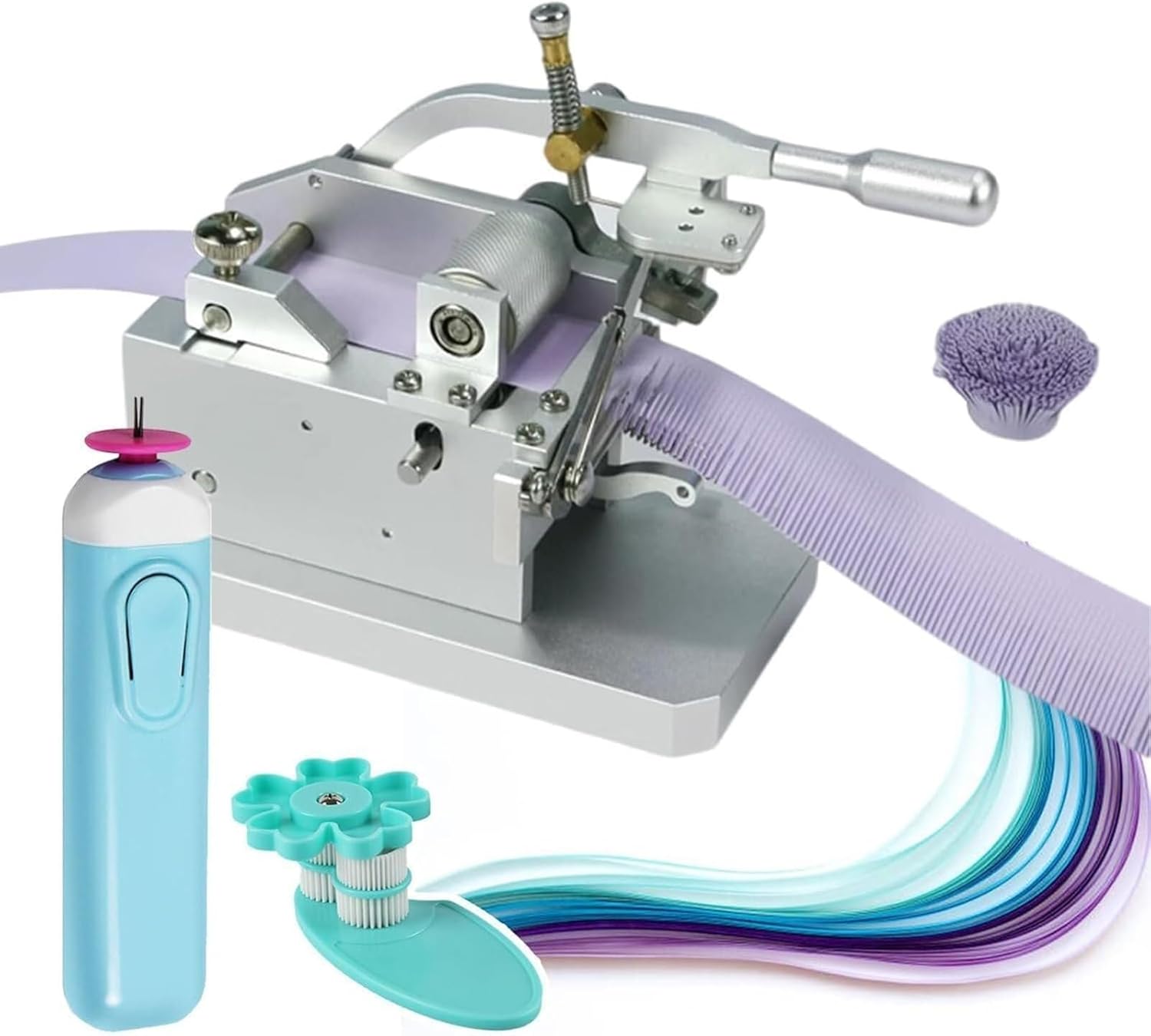YQDDM Manual Quilling Fringer Machine, Paper Quilling Kit,Fringer Cutting Machine with 0.3~4mm Adjustable Fringe Width & Electric Quilling Paper Pen DIY Roller Quilting Tools