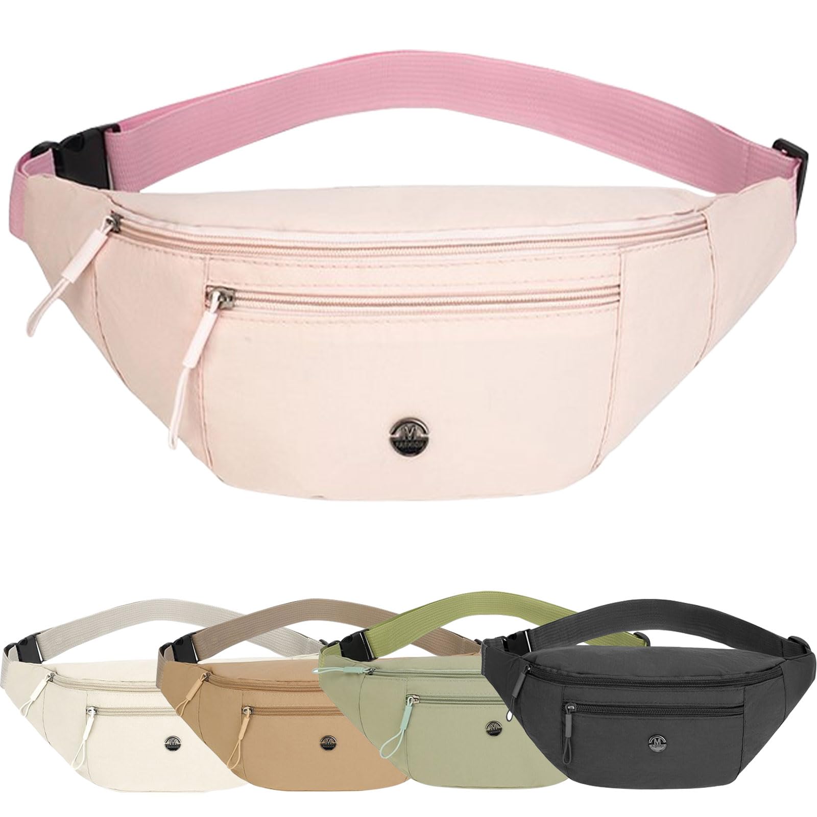 Lightweight Bum Bag for Travel Sport Hiking Stylish Bumbags for Ladies and Bumbags for Men Water Resistant Fanny Pack for Women Adjustable Waist Belt (1, Pink, One Size)