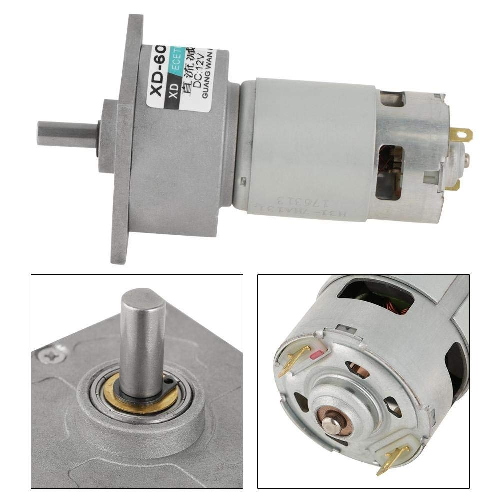 Akozon Getriebemotor DC12V / 24V 35W Micro-DC-Metallgetriebemotordrehzahl einstellbar CW/CCW(12V 50U/min)