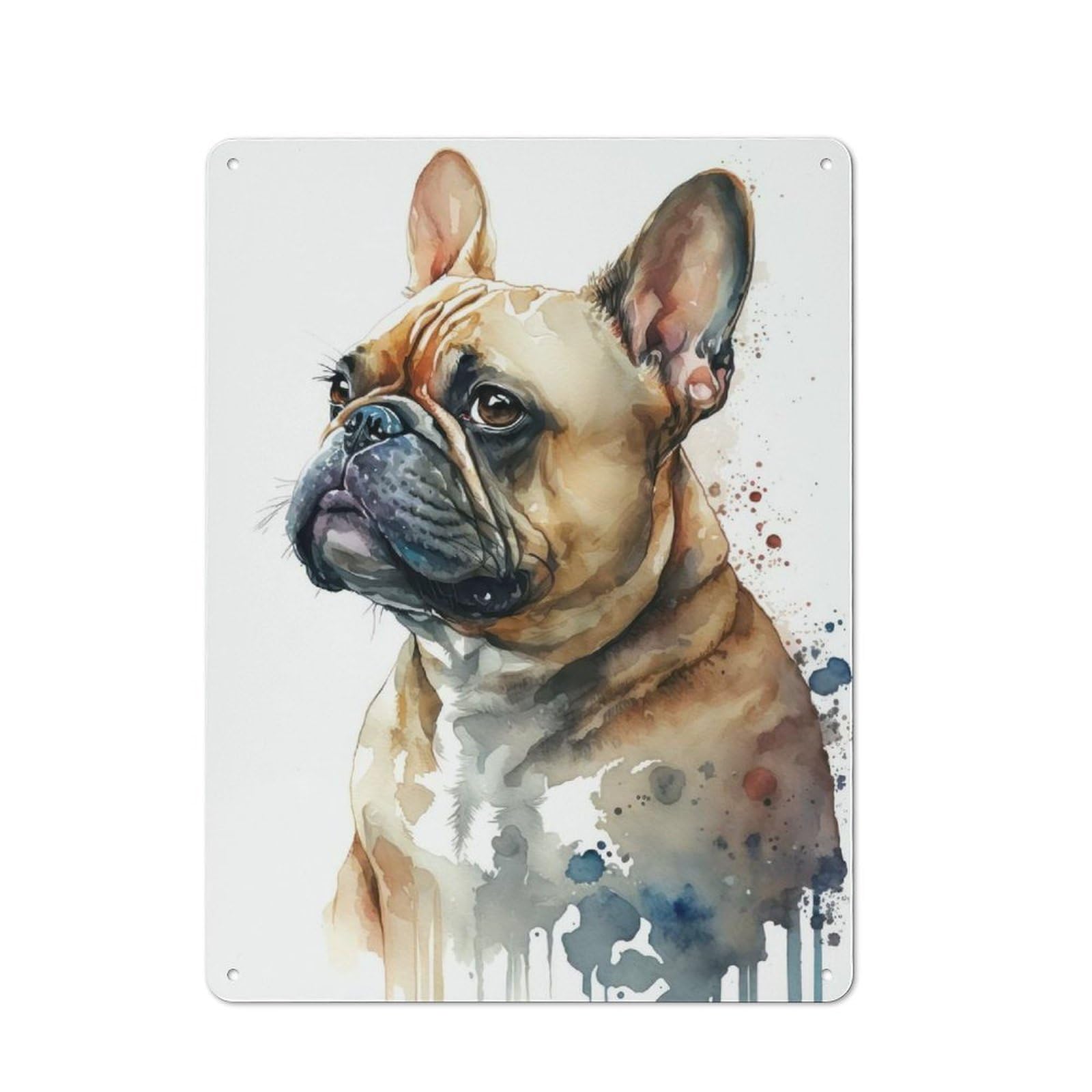 Junmoney French Bulldog Dog Rustic Tin Wall Sign 40X30cm Featuring Bistro Wall Plaque For Restaurant, Kitchen, Counter Or Breakfast Nook