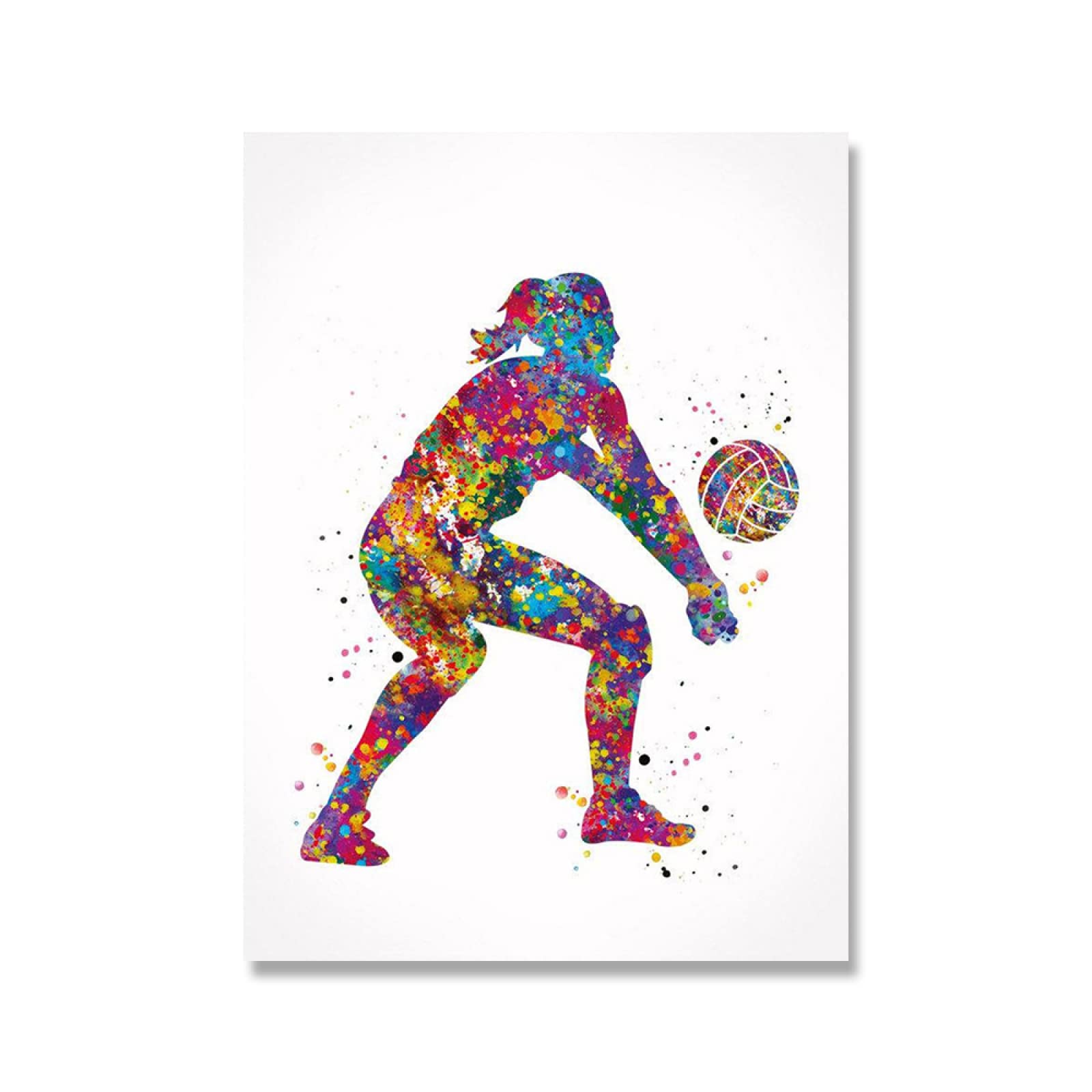 Volleybal Meisje Aquarel Poster Hand Bal Speler Vrouw Sport Canvas