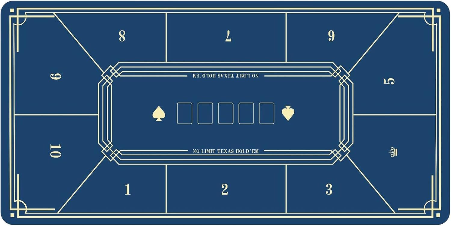 Tapis de poker - Tapis de poker professionnel portable, tapis de poker Texas Hold'em, tapis de table professionnel avec sac de transport, housse de table de jeu en caoutchouc for fêtes(Blu,S)