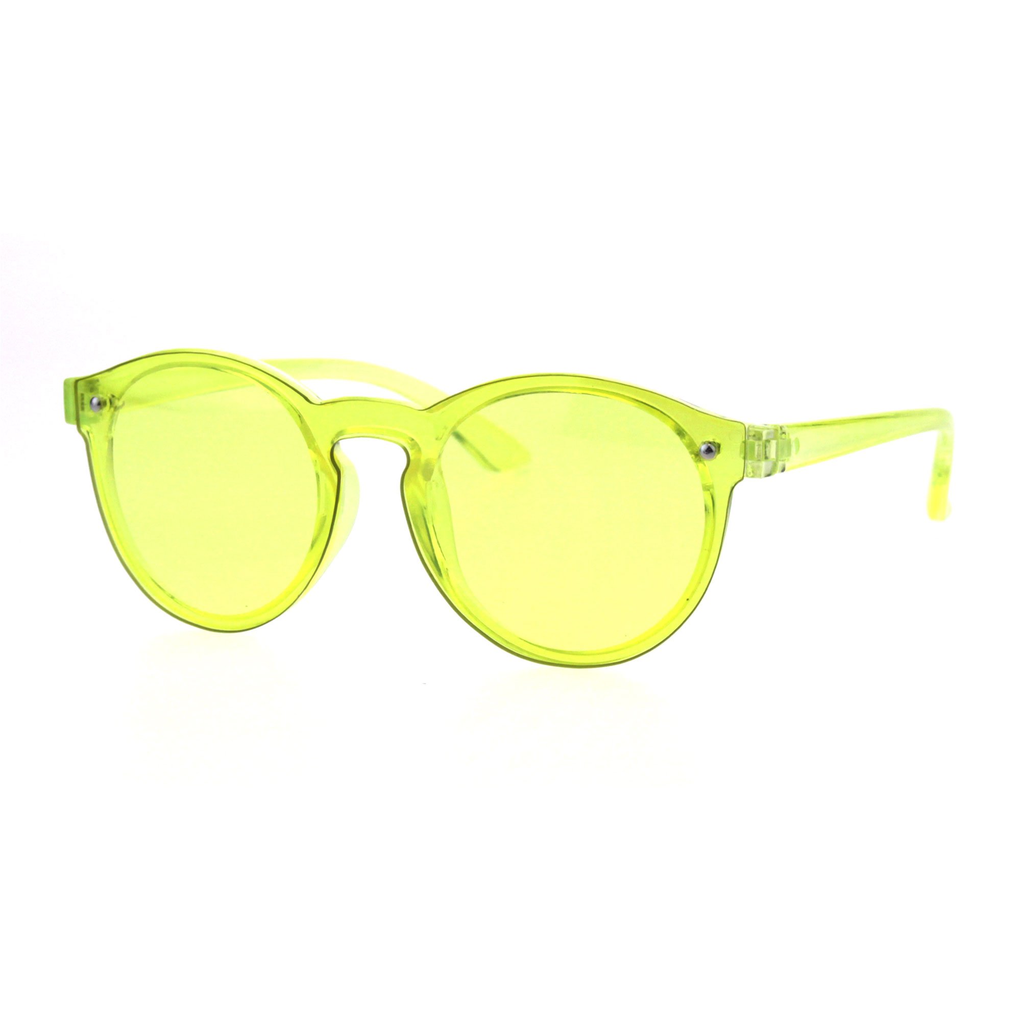 Kids Size Round Keyhole Thin Horn Rim Minimal Mod Sunglasses Yellow