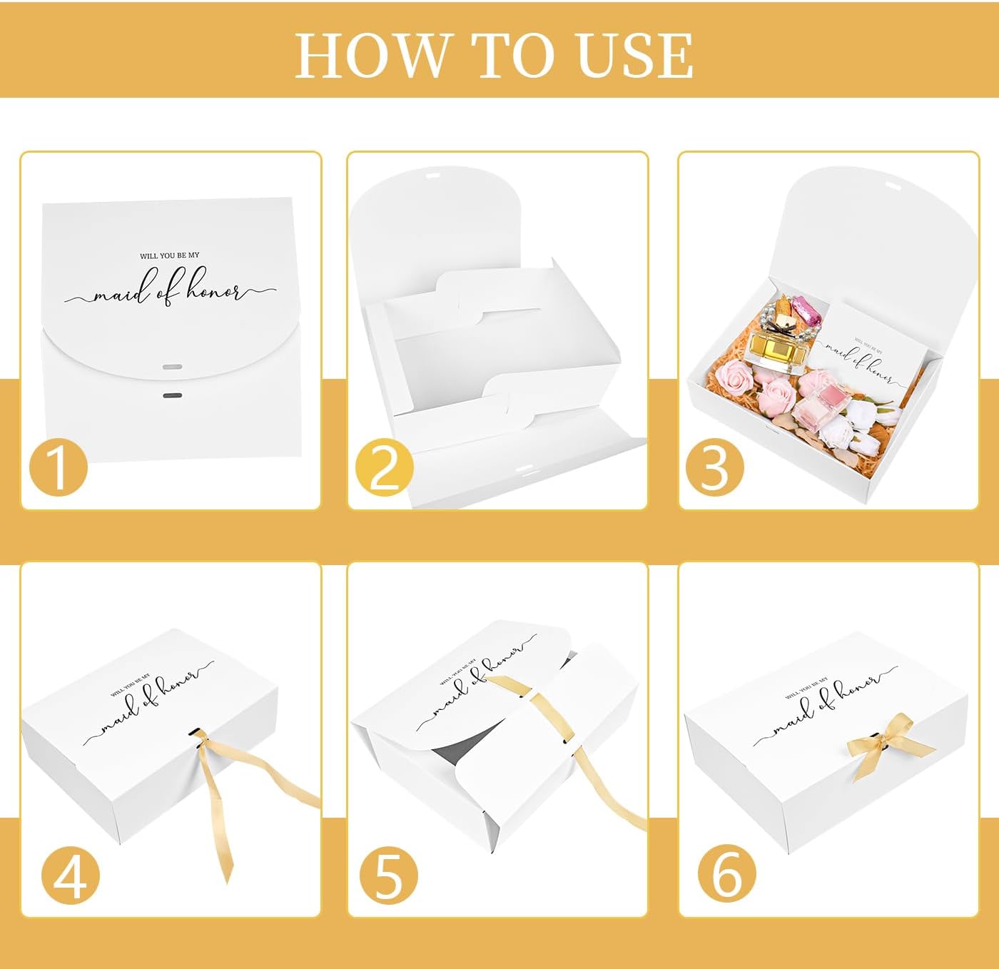 8Pack Bridesmaid Proposal Box with Bridesmaid Cards, Bridesmaid Boxes with Ribbon, Maid Matron of Honor Proposal Box, White Boxes for Bridesmaid Proposal, Bridesmaid Proposal Gifts（White） thumbnail