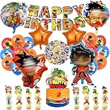 100 piezas Decoración de cumpleaños de Dragonball, Incluye pancarta, Pegatinas para niños, Decoración de pasteles, Globos de cumpleaños, Decoraciones para fiestas de fanáticos del anime