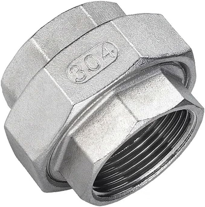 1PCS 304 SS Union Joint Coupling - Female Thread Pipe Fitting for 1/4" to 2" Sizes - erosion Resistant Connector(DN25)