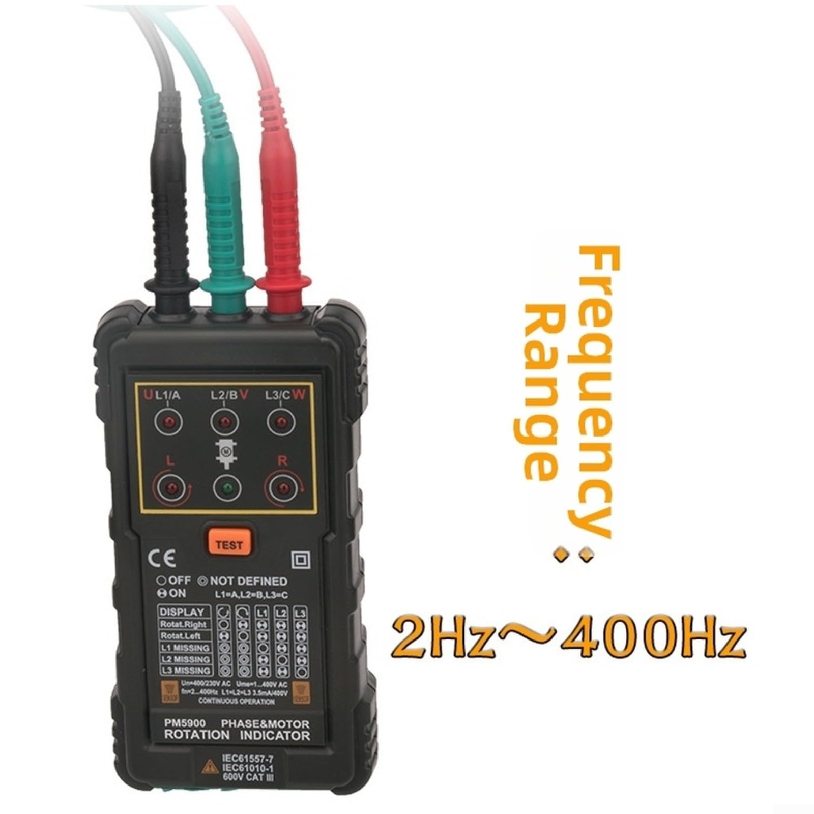PEAKMETER PM5900 Drehfeldprüfer Berührungslos für 3-Phasen AC