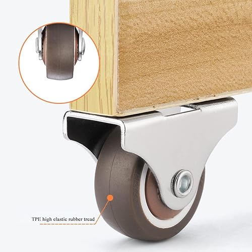 Miniatura 3 de Mini ruedas giratorias de 1 pulgada, ruedas pequeñas con rodamientos silenciosos con tornillos, placa fija de acero, ruedas giratorias de goma TPE