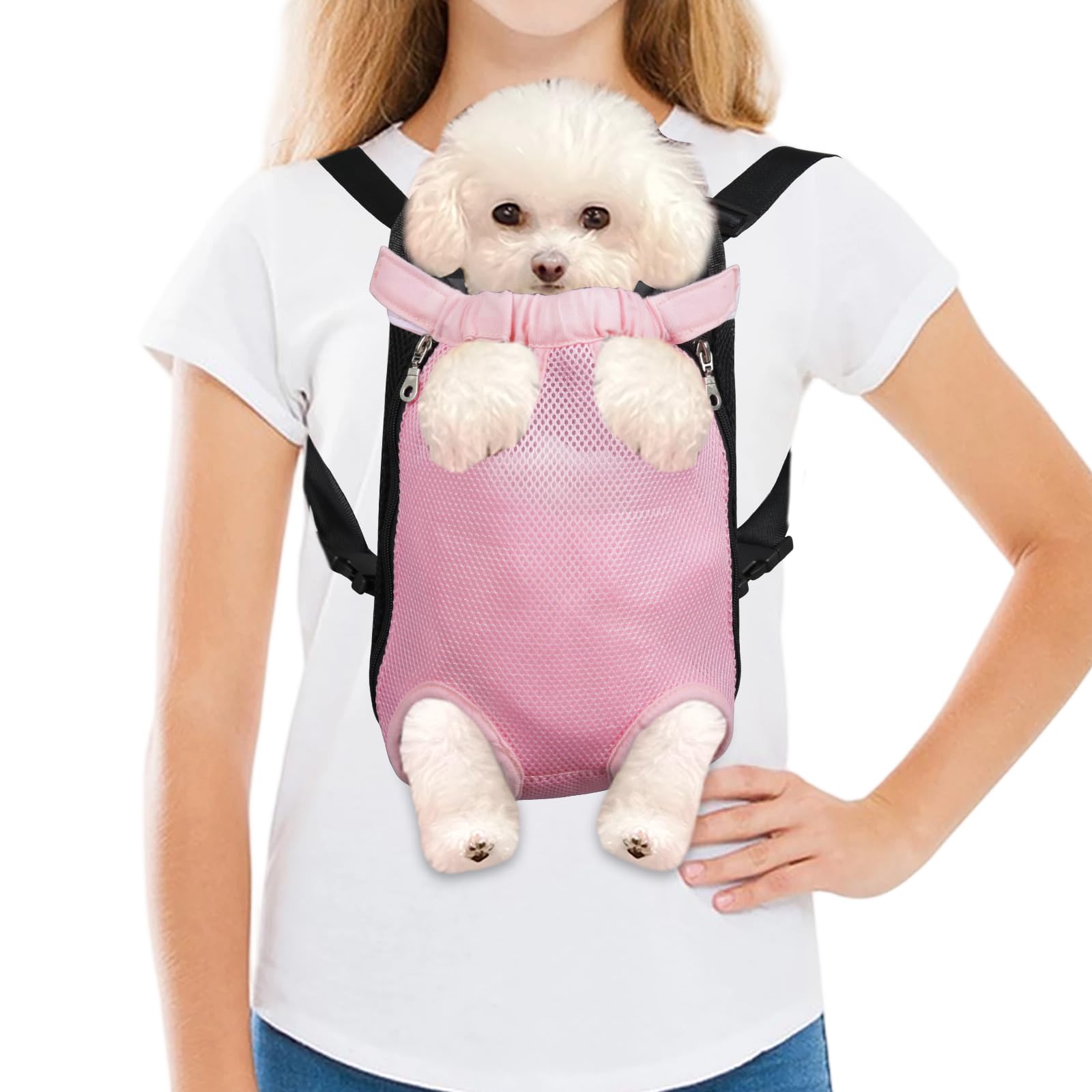 FEimaX Dog Carrier Backpack Pet Legs Out Front Cat Travel Bag, Adjustable Puppy Backpacks Carriers Hands-Free for Small Medium Dogs Cats Hiking