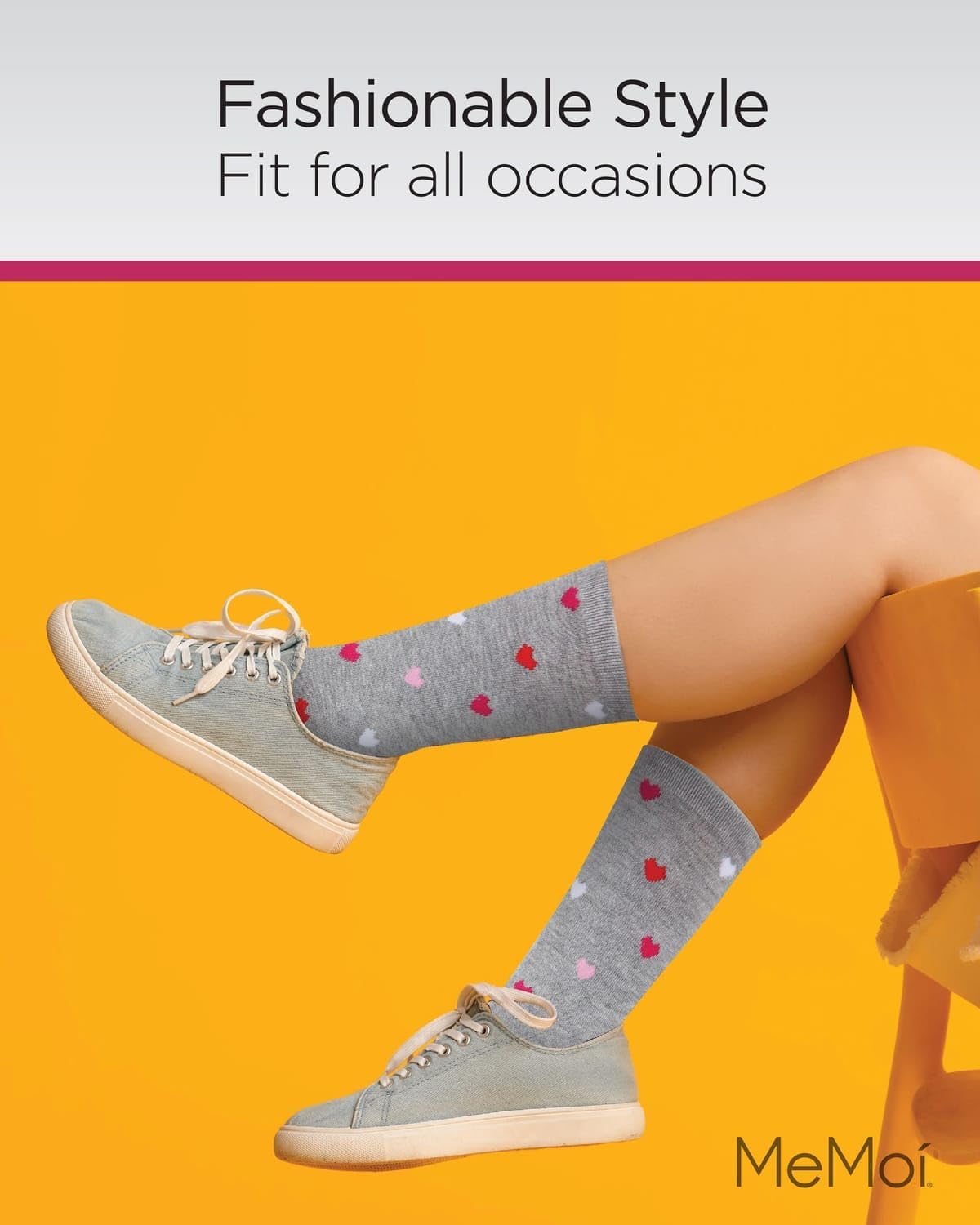 MeMoi Delicate Hearts Crew Socks for Women, Ultra Soft Blend Womens Crew Socks, Versatile Fit - One Size - Image 4