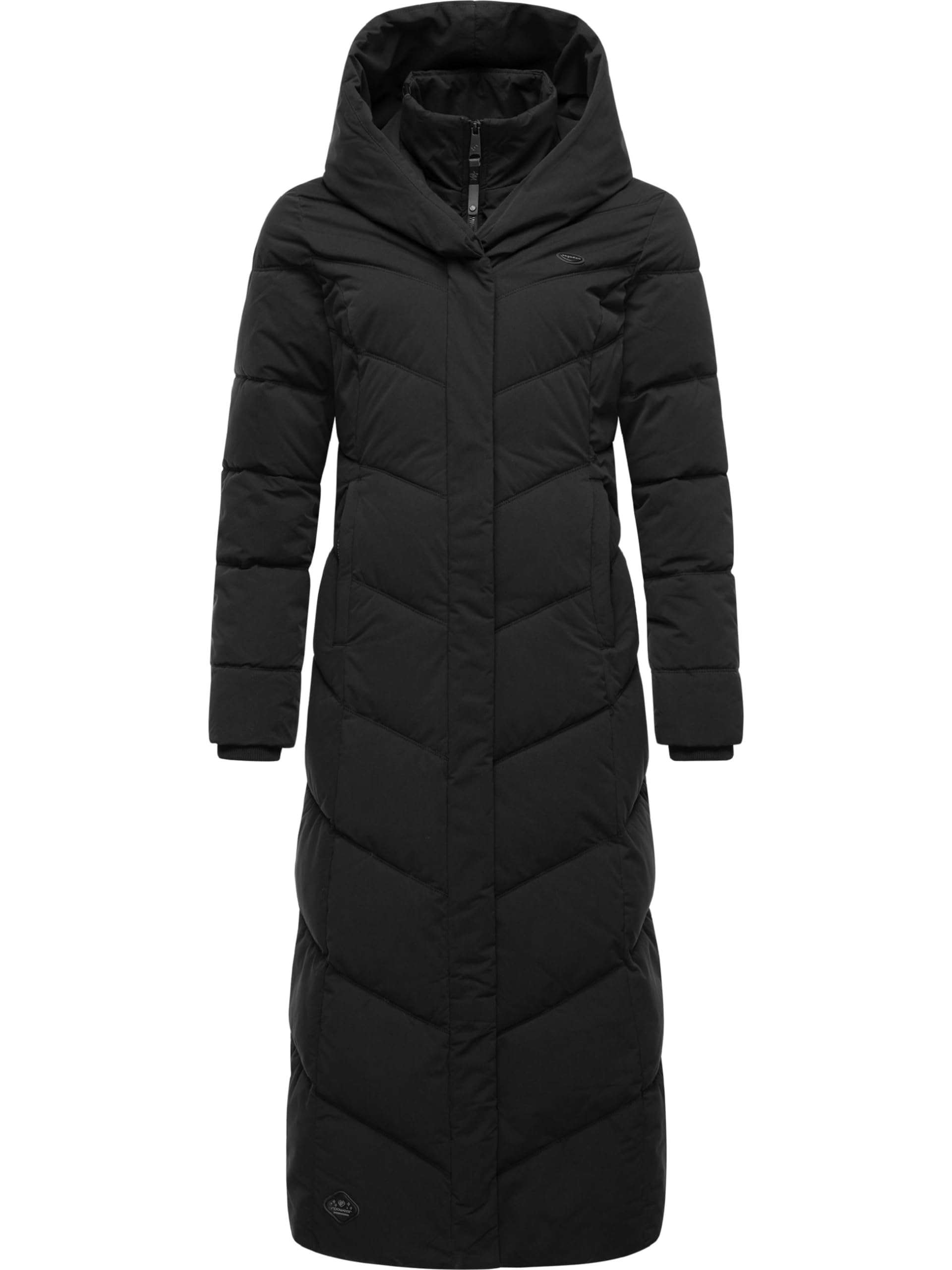 Ragwear Women's Black Winter Coat, Warm Quilted Coat, Extra Long, With Hood, Natalka Extralong Intl, Xs-6Xl, Xxl