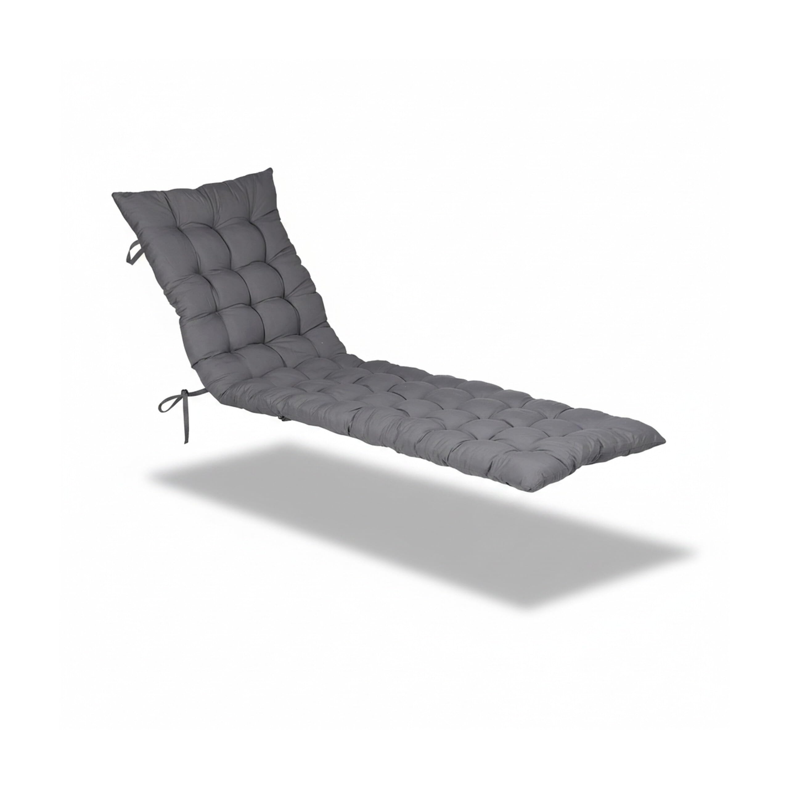 Relaxdays Cojín para Bancos, Respaldo con Lazos para Asientos y Tumbonas Exteriores, 7 x 180 x 50 cm, Poliéster, Gris