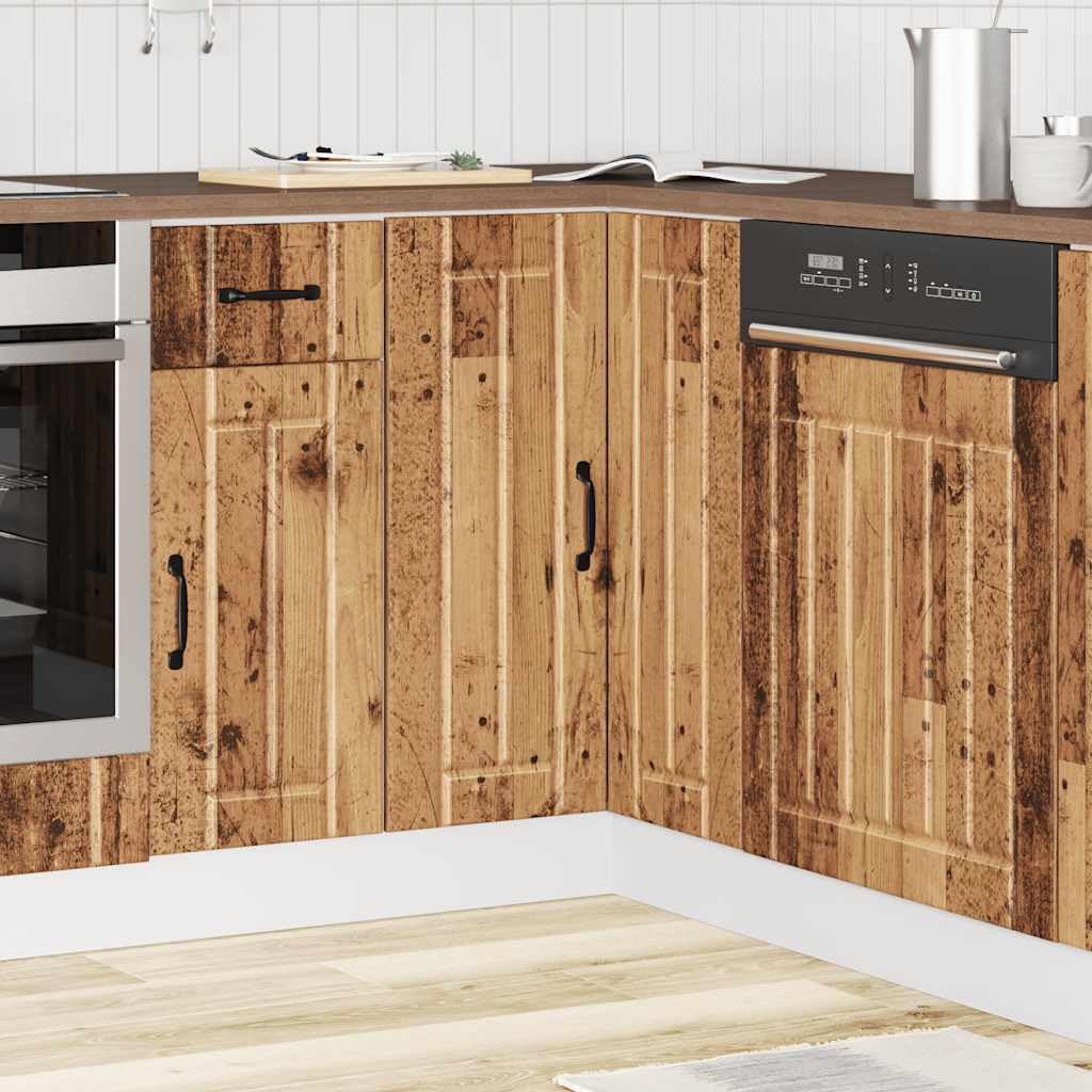 Lucca - Mobiletto angolare da cucina, effetto legno anticato, con piedini regolabili e 70 kg, ideale per riporre oggetti, vetrina, credenza, dispensa, sala da pranzo, cucina