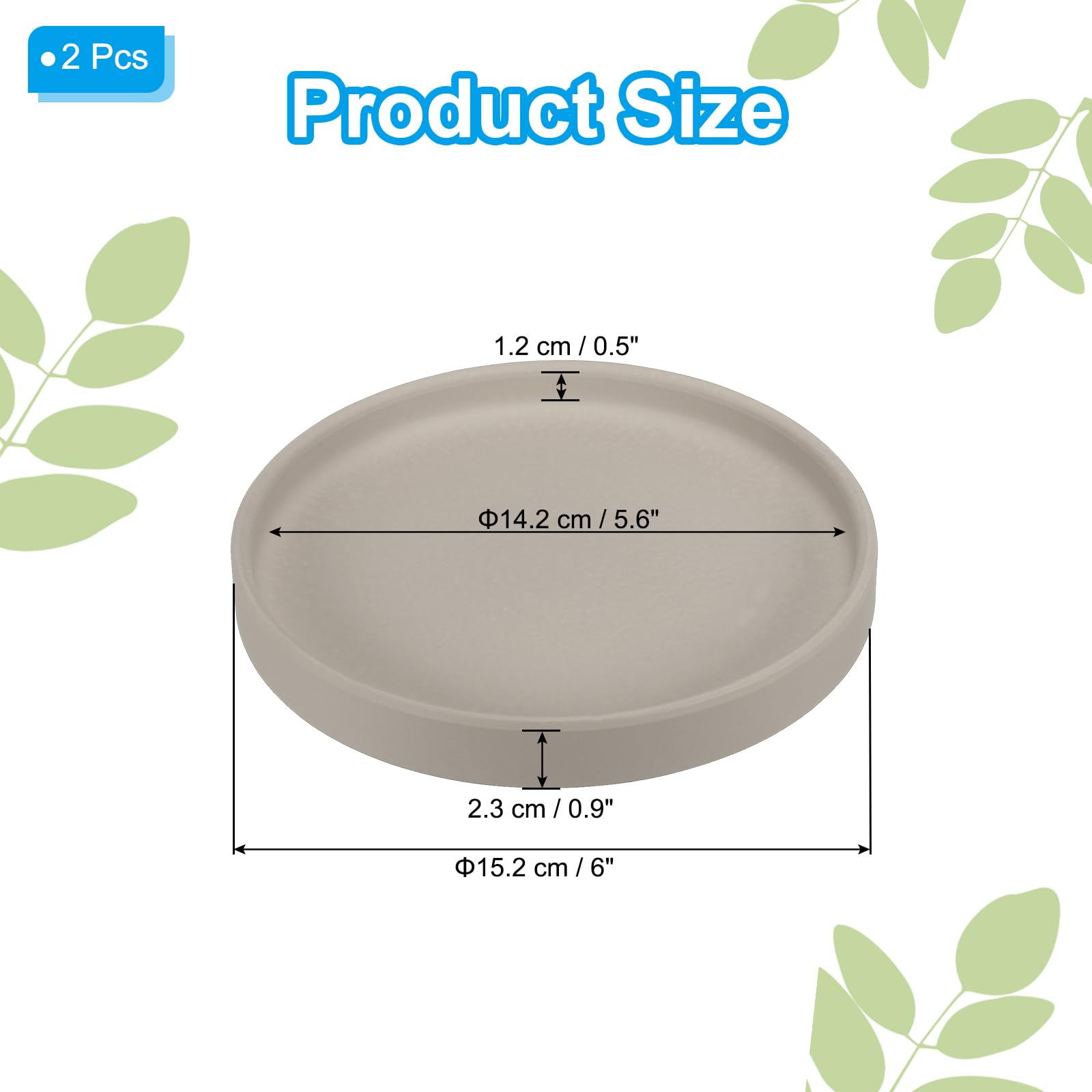 PATIKIL 6 Inch Round Ceramic Plant Saucer, 2 Pack Plant Saucer Tray Flower Planter Drip Tray for Indoors Outdoors Patio Balcony Gray - Image 2