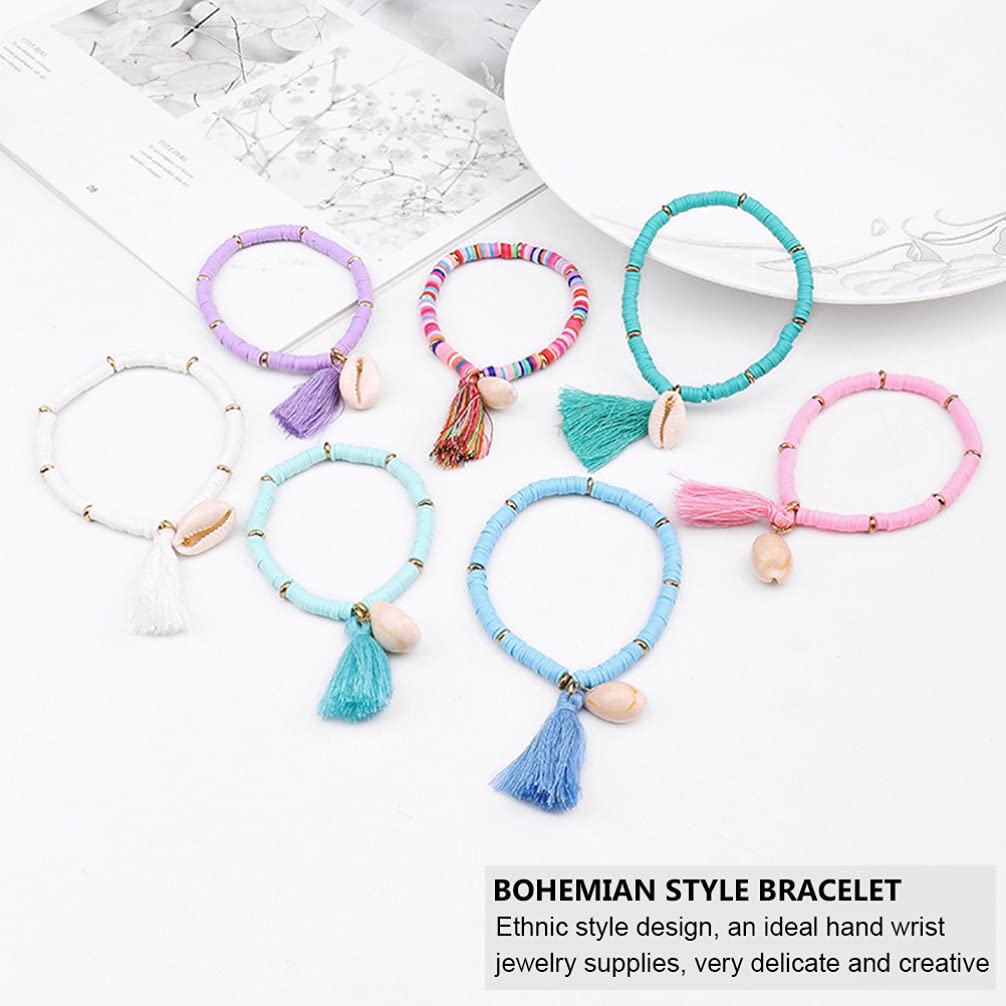 XANAYXWJ Heishi Surfer Braccialetti in Argilla Arcobaleno con Nappa Disco in Vinile con Perline Bracciale da Spiaggia Estiva per Amicizia in polimero