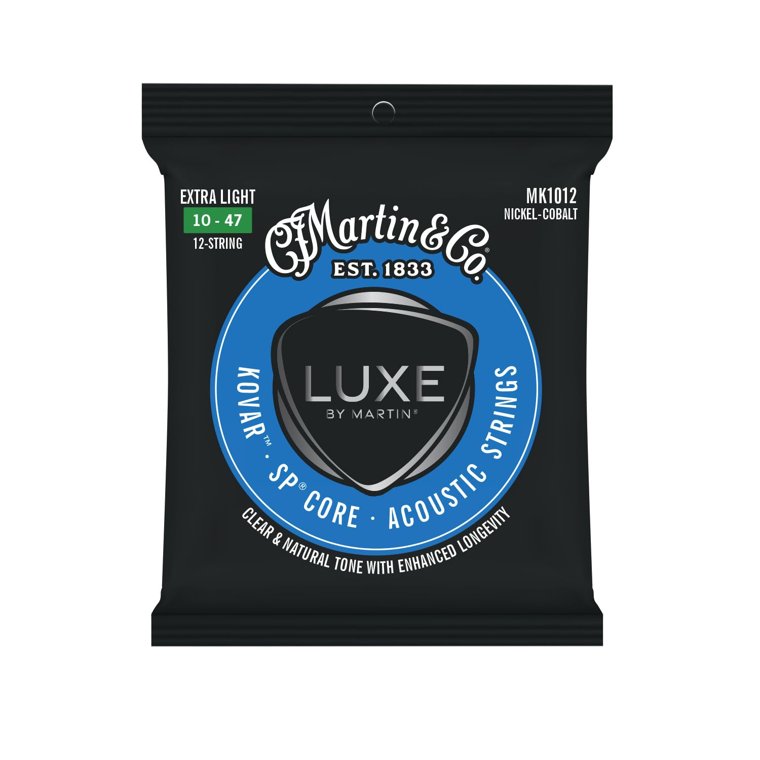 LUXE BY MARTIN Corde per chitarra Kovar SP Core – Extra Light Set 12 corde | Avvolgimento in lega nichel-cobalto con SP Core | Tensione ridotta, tono bilanciato e lunga durata