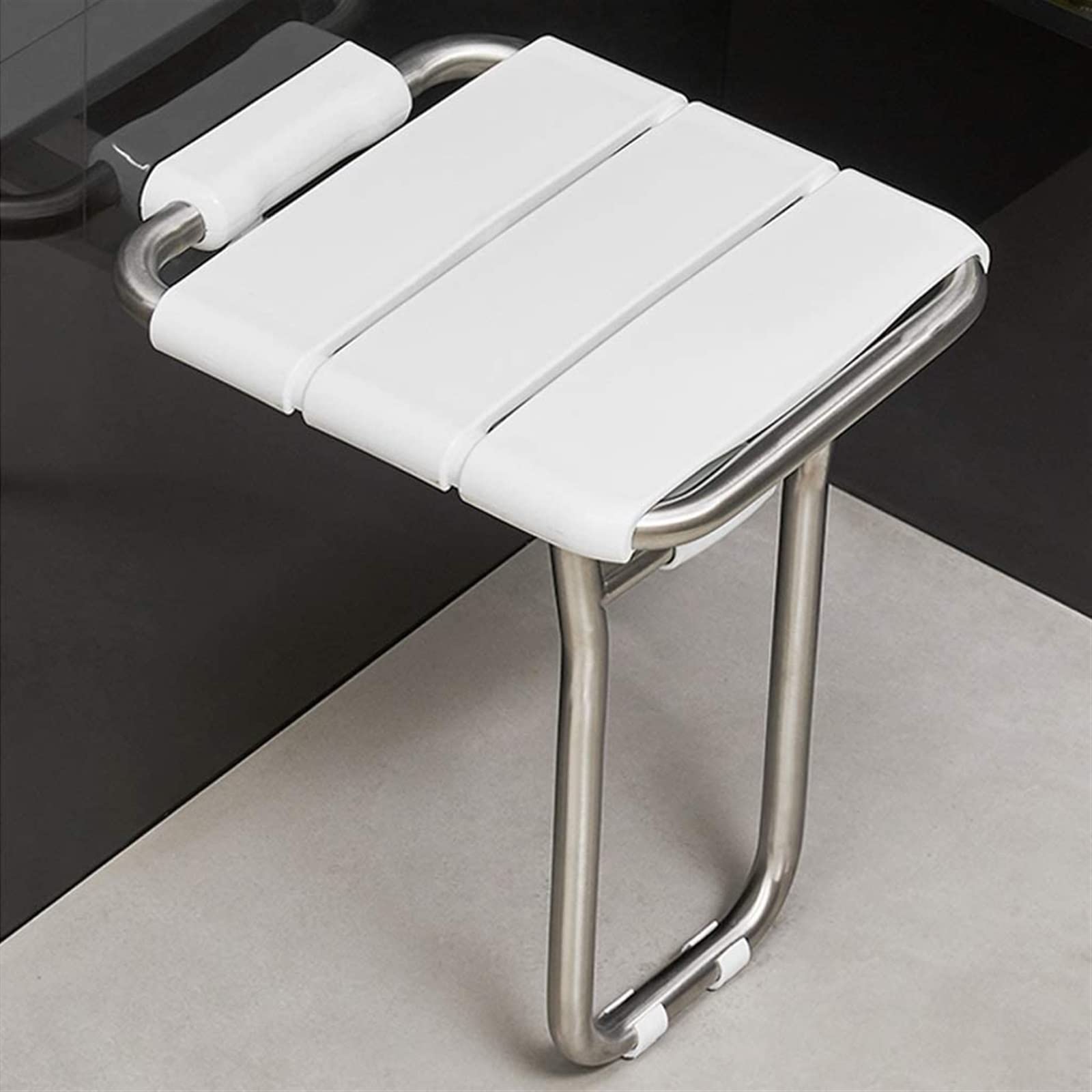 Taburetes de Ducha montados en la Pared, para Personas Mayores discapacitadas, Antideslizantes, Taburete para Cambiar Zapatos, Patas de Acero Inoxidable, Asiento de Ducha Plegable de plástic