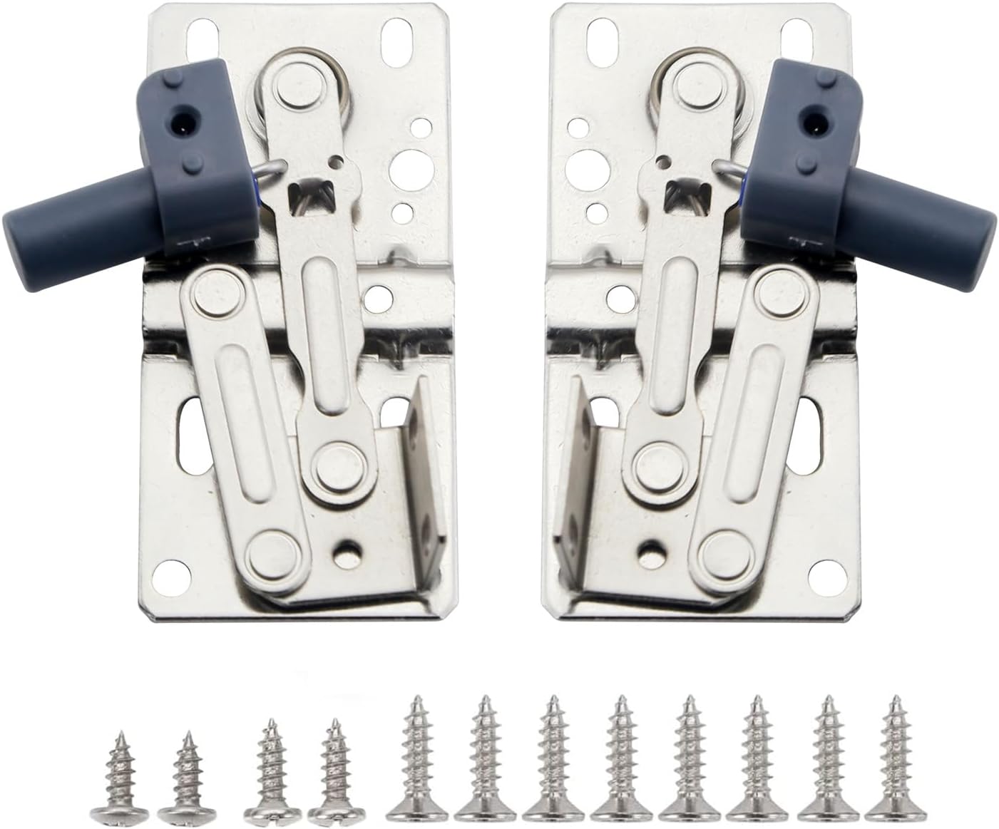1 Pair Soft Close Tip Out Hinges for Tray Scissor Door Cabinet Bathroom Vanity Kitchen Closet Bookcase, Hidden Pivot Opening Tilt 45° Angle Flip Down Support Frame w Screw, Self Closing Damper Buffer