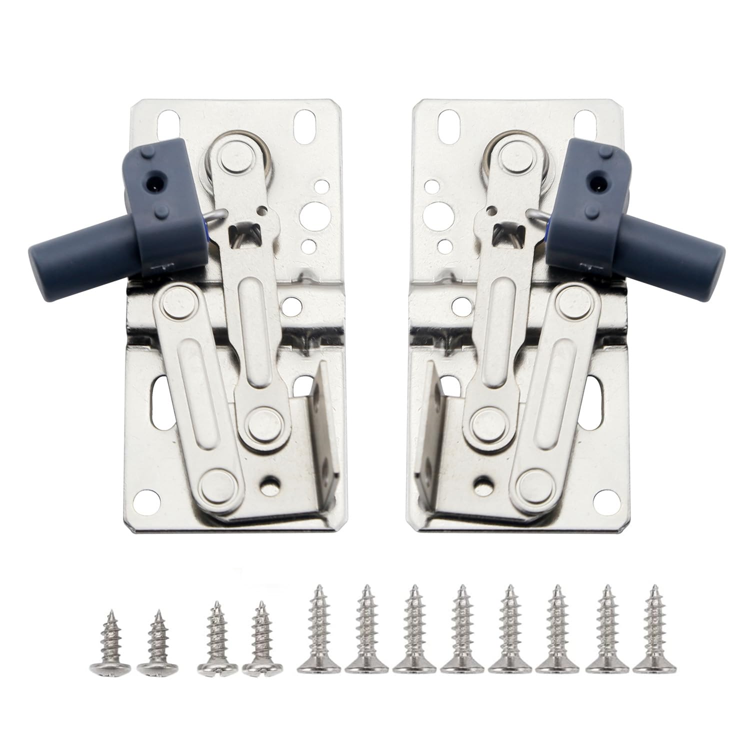 1 Pair Soft Close Tip Out Hinges for Tray Scissor Door Cabinet Bathroom Vanity Kitchen Closet Bookcase, Hidden Pivot Opening Tilt 45° Angle Flip Down Support Frame w Screw, Self Closing Damper Buffer
