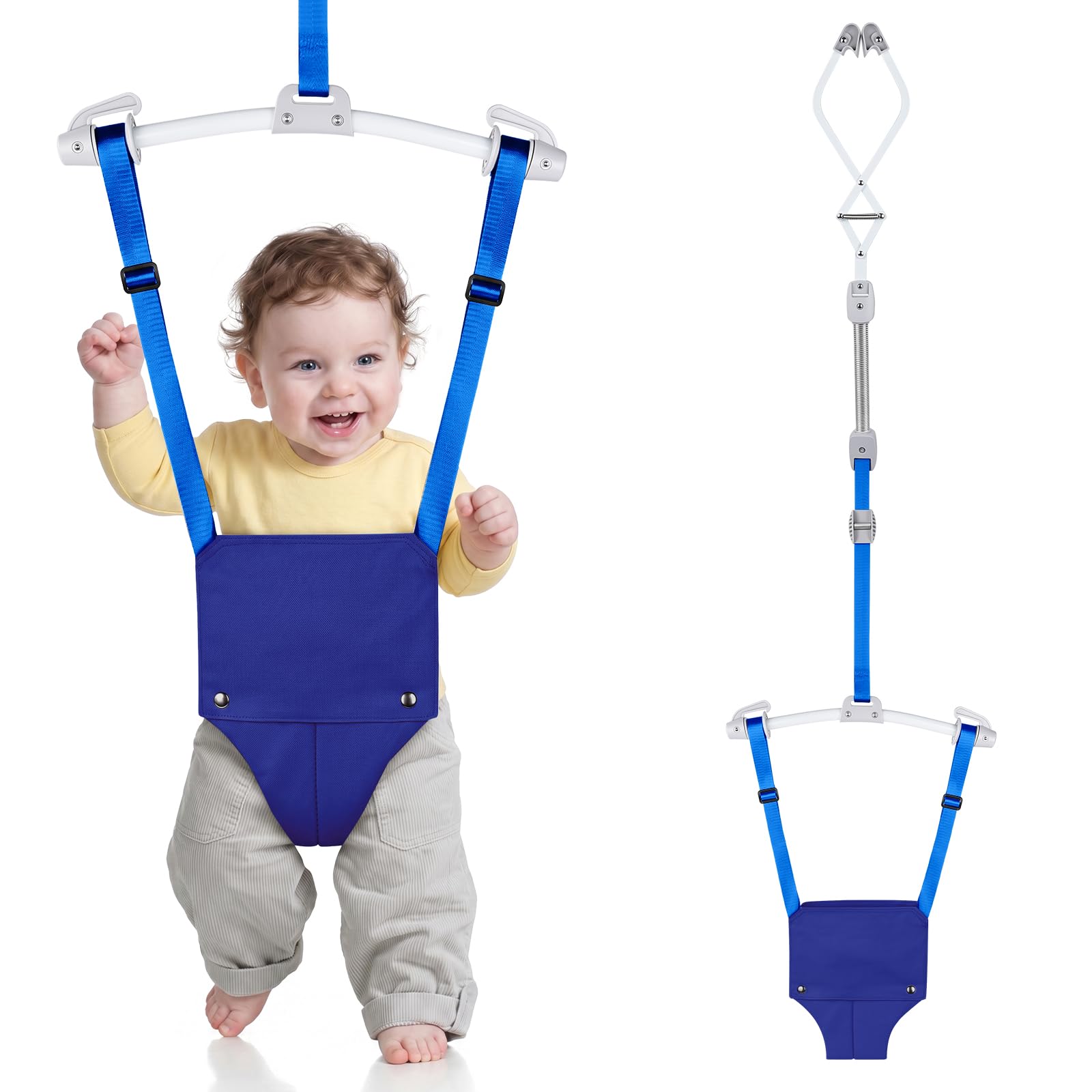 Vicloon Saltador de Puerta para Bebé de 6 a 24 Meses, Hamaca para Puerta de Bebé con Abrazadera de Puerta, Resorte Fuerte y Correa Ajustable, Soporta 35 Libras, Fácil de Montar y Almacenar(Azul)